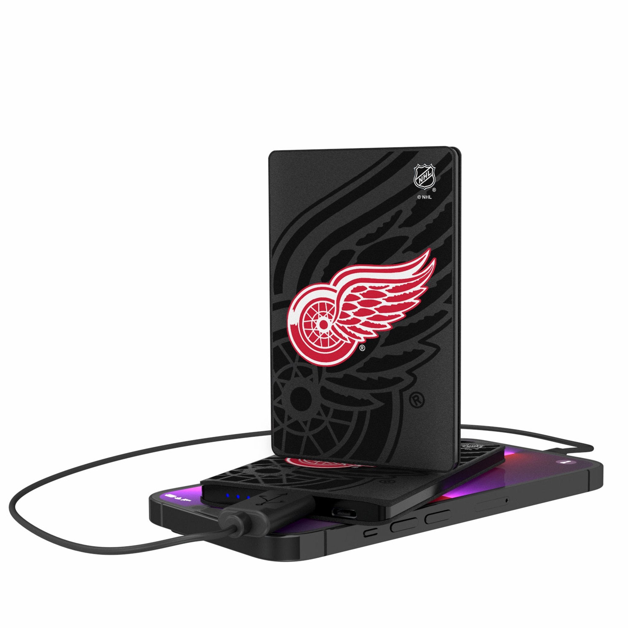 Detroit Red Wings Monocolor Tilt 2500mAh Slim Credit Card Power Bank - Portable Charger for iPhone, Android, Travel & Outdoor Activities