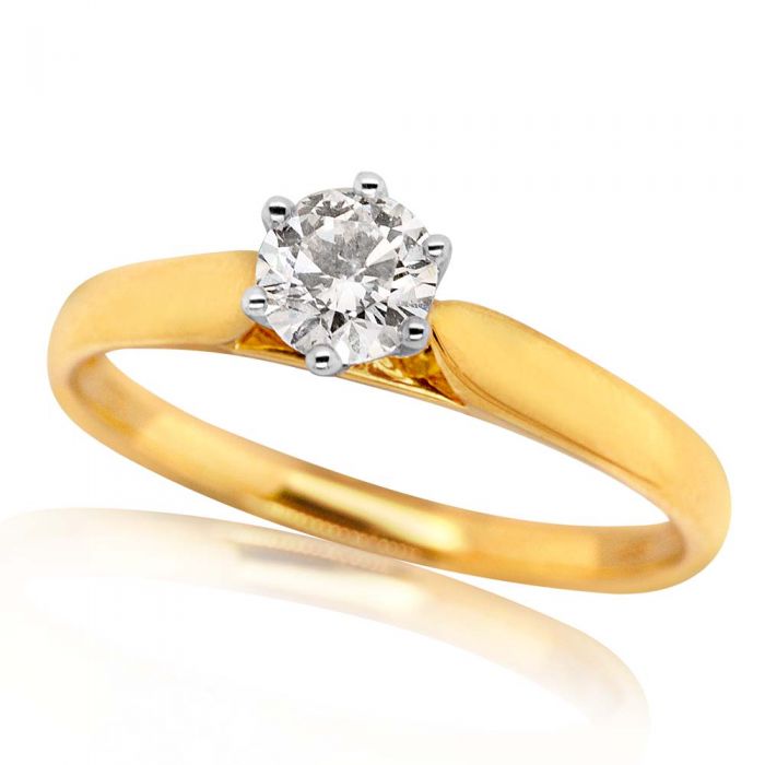 18ct Yellow Gold & White Gold Certified Diamond Ring - 0.5 Carat Diamond Engagement Ring for Women - Perfect for Proposals, Anniversaries & Special Occasions