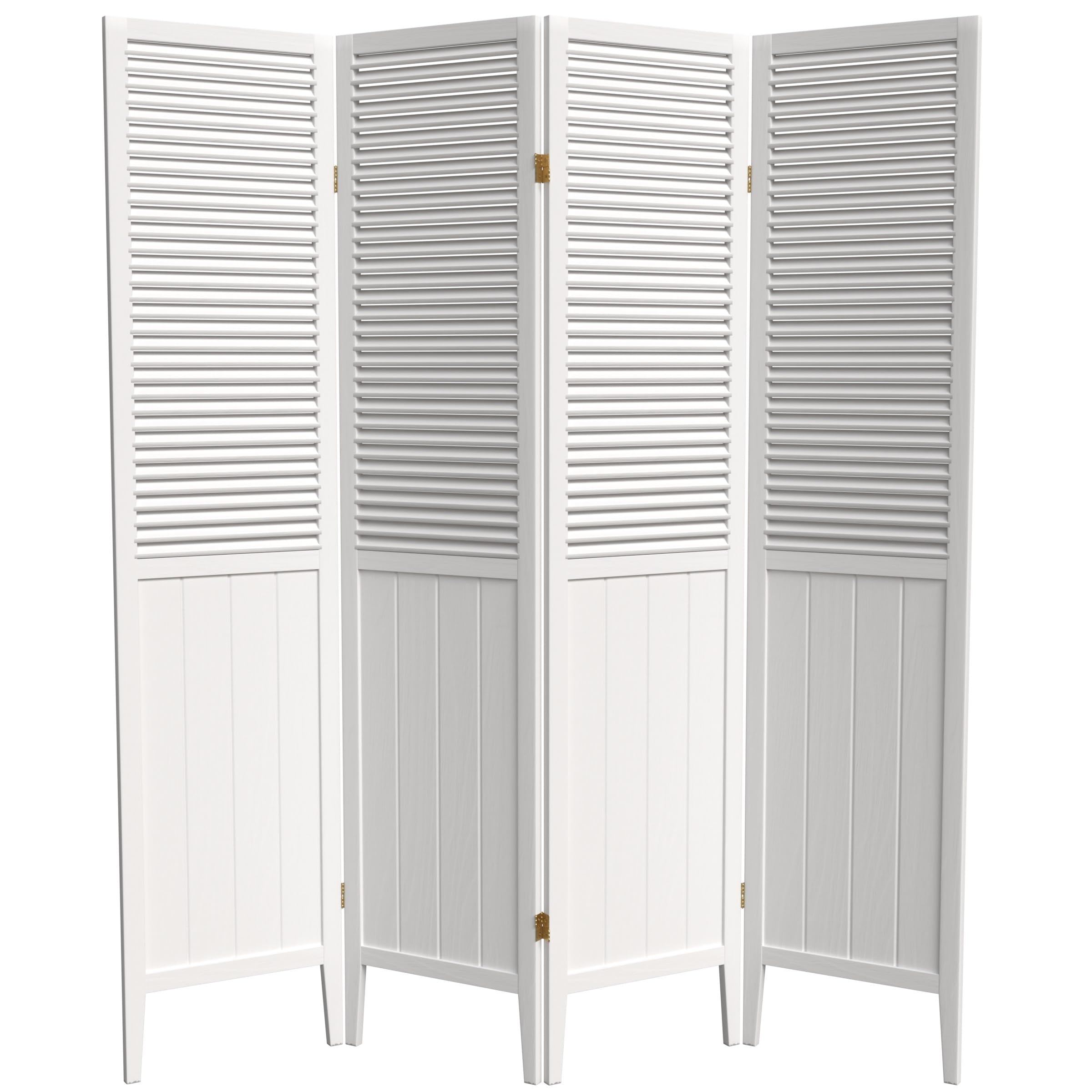White 4-Panel Red Lantern SS-BEAD Room Divider - Privacy Screen for Home, Office, or Studio - Decorative Partition for Living Room, Bedroom, and Event Spaces