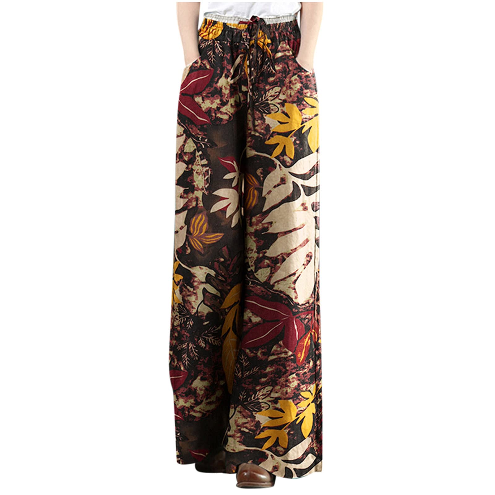**Women's Plus Size 3X Capri Pants - Casual Summer Cotton Wide Leg Trousers with Drawstring for Work, Beach & Everyday Wear**