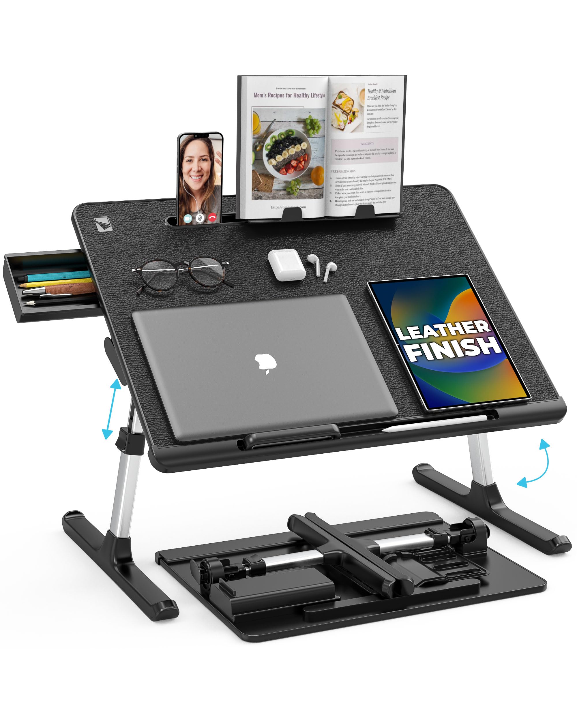 Cooper Desk PRO Large Adjustable Laptop Table - Portable Bed Desk with Height Adjustment for Work, Study & Entertainment - Perfect for Home Office, Dorm Room & Sofa Use