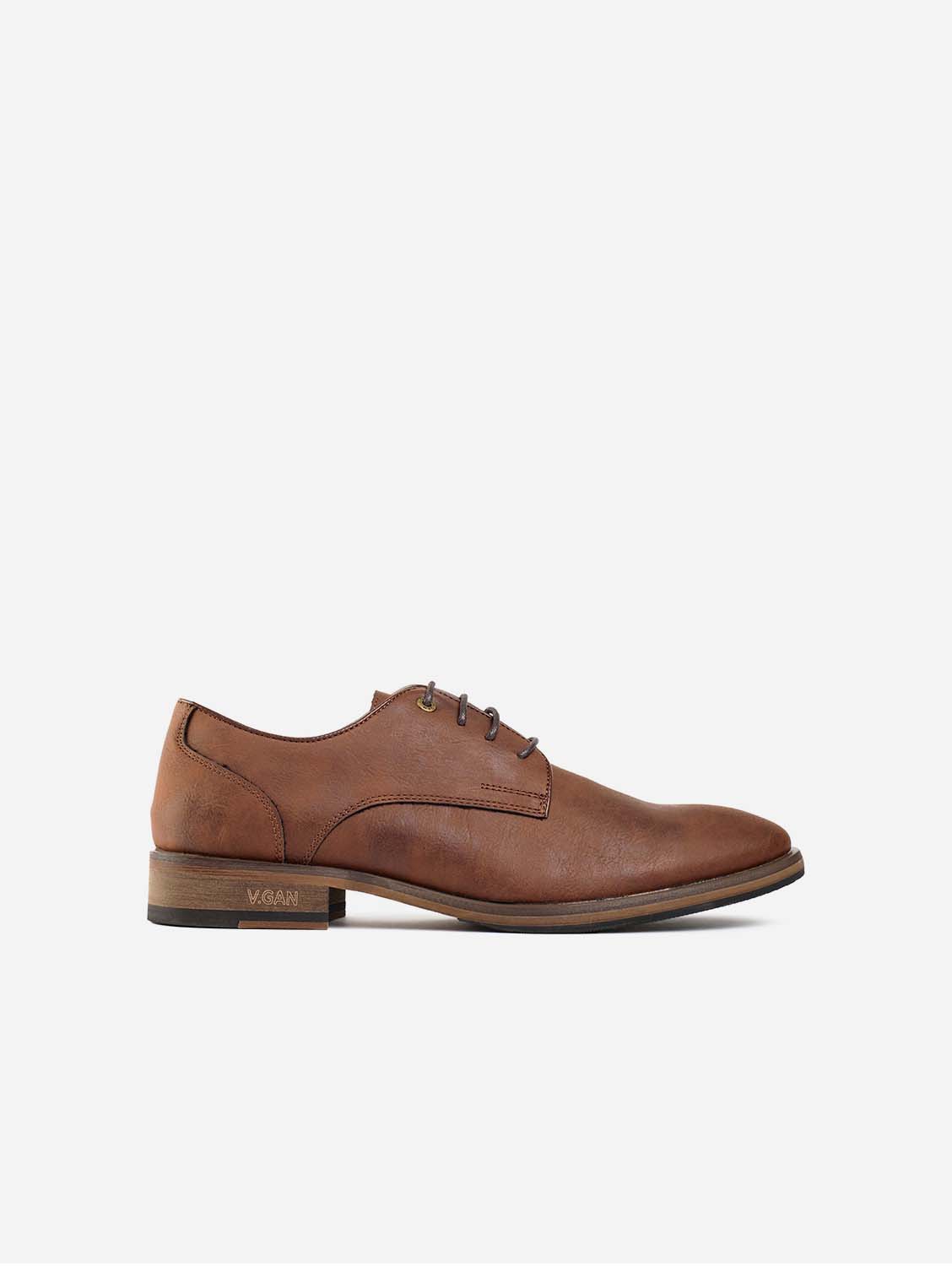 **Men's Vegan Leather Derby Shoes - Comfortable & Stylish Oatmeal 2 Tan Brown Casual Shoes for Work, Office & Everyday Wear**
