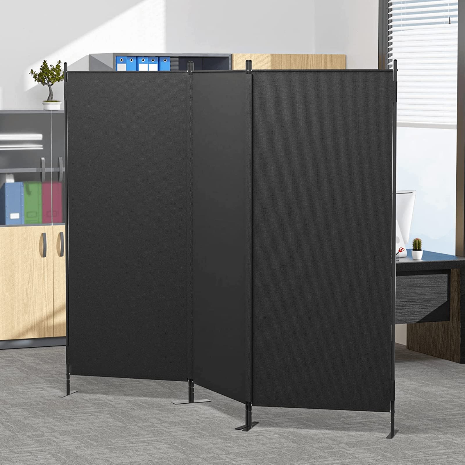 3 Panel Room Dividers & Folding Privacy Screens - 6Ft Oxford Fabric Wall Panels with Sturdy Metal Base | Freestanding Room Separator for Office, Bedroom, Living Room, Restaurant & Leisure Areas | Perfect for Creating Private Spaces, Home Decor & Commercial Use