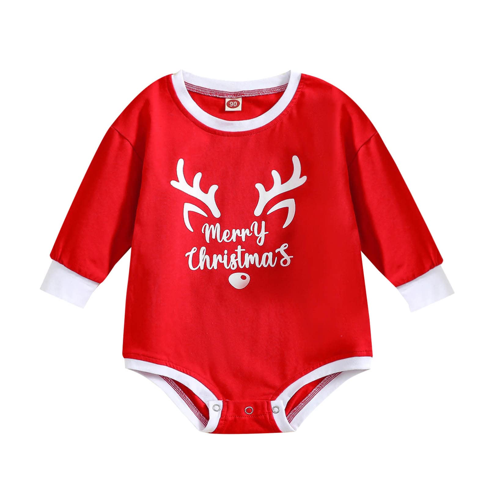 Egmy Infant Boys Girls Christmas Long Sleeve Deer Print Pullover Romper - Cute Newborn to 12 Month Baby Clothes for Holiday Photos, Birthday Party & Family Gatherings