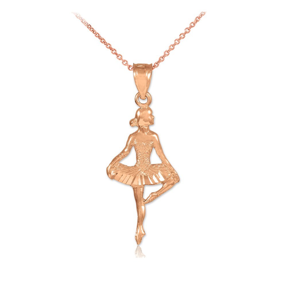 14K Rose Gold Ballet Dancer Charm Pendant Necklace for Women - Elegant Ballet Jewelry Gift for Dancers, Ballerinas & Dance Lovers - Perfect for Performances, Recitals & Special Occasions