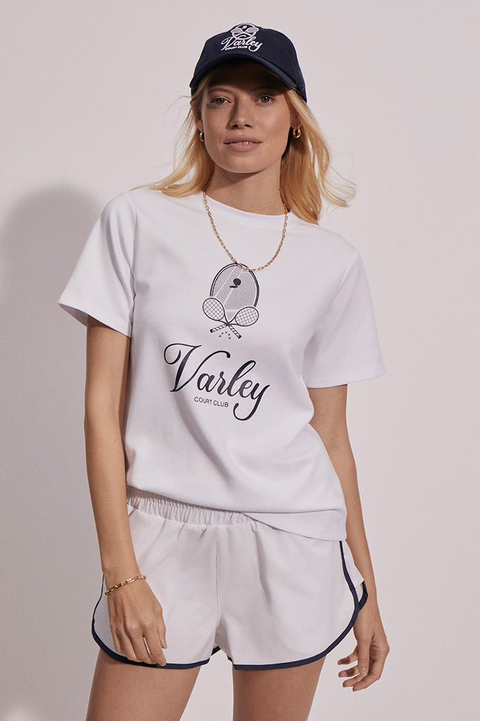 Varley Coventry Branded Tee - Soft Cotton Women's T-Shirt in White | Casual Wear, Street Style & Everyday Outfits