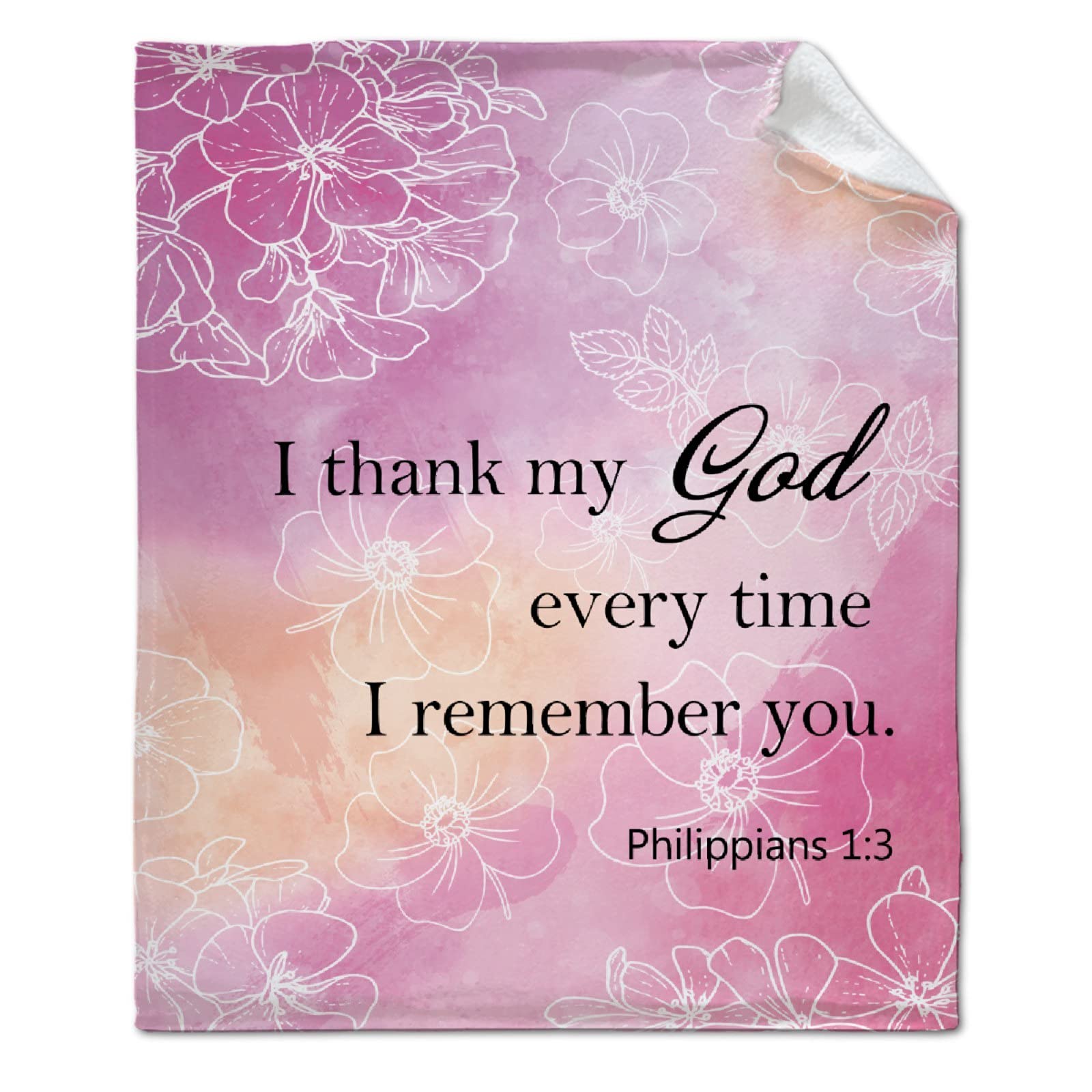 Bible Verse Blanket - 'I Thank My God Every Time I Remember You' Philippians 4:1 - Super Soft Flannel Plush Throw Blanket 120