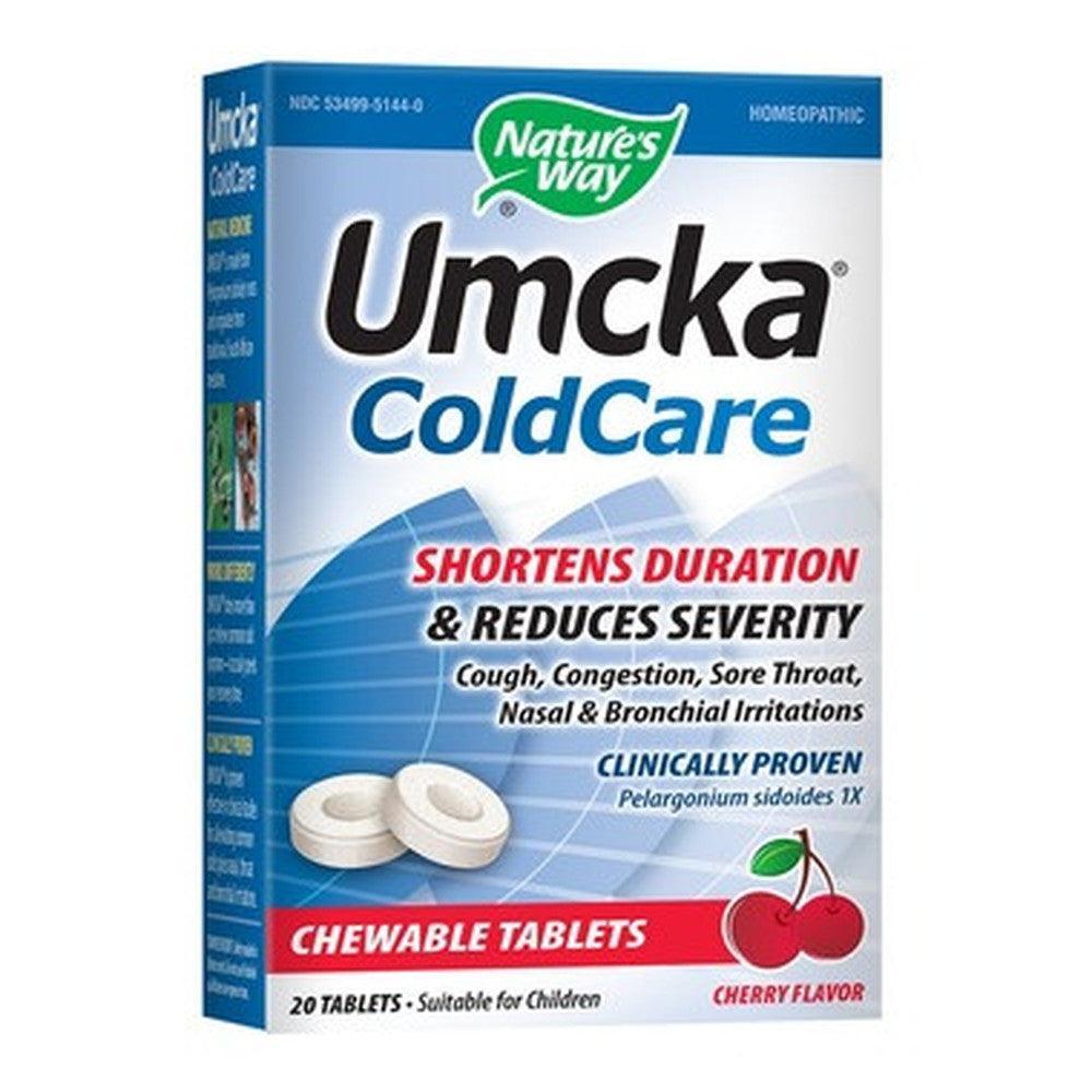 Nature's Way Umcka Cherry Chewable Tablets - 20 Count | Fast-Acting Immune Support for Cold & Flu Relief | Perfect for Travel, Work & School