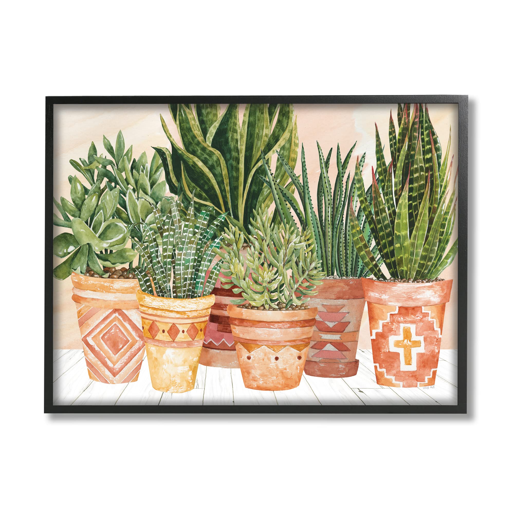 Stupell Industries Boho Indoor Plant Wall Art - Green Botanical Framed Print for Living Room Decor, 30 x 24 Inches | Perfect for Home Office, Bedroom & Boho Style Interior Design