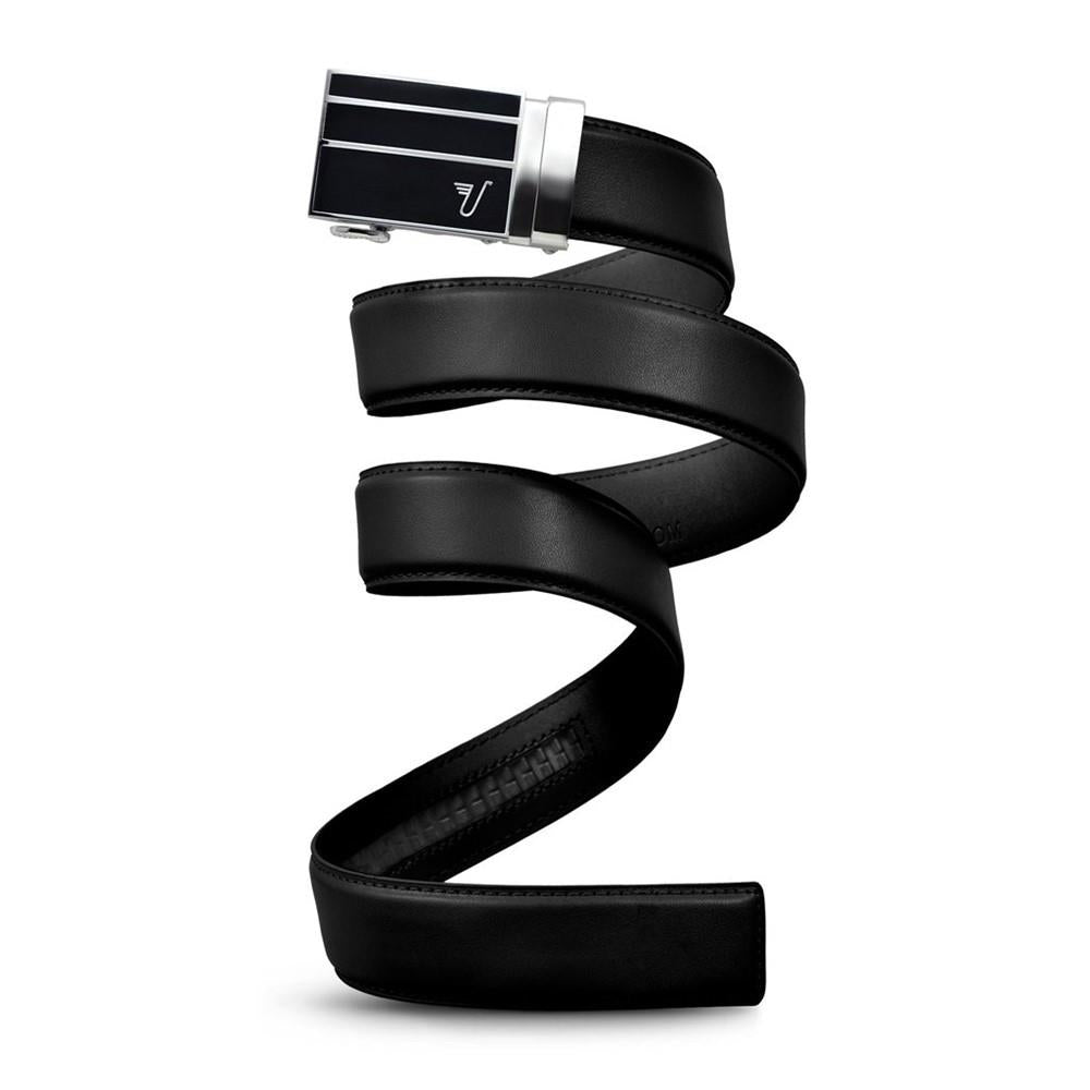 Mission Belt Black Magic 3 Bar/Black - Adjustable No-Hole Leather Belt for Men | Perfect for Office, Casual Wear & Formal Occasions
