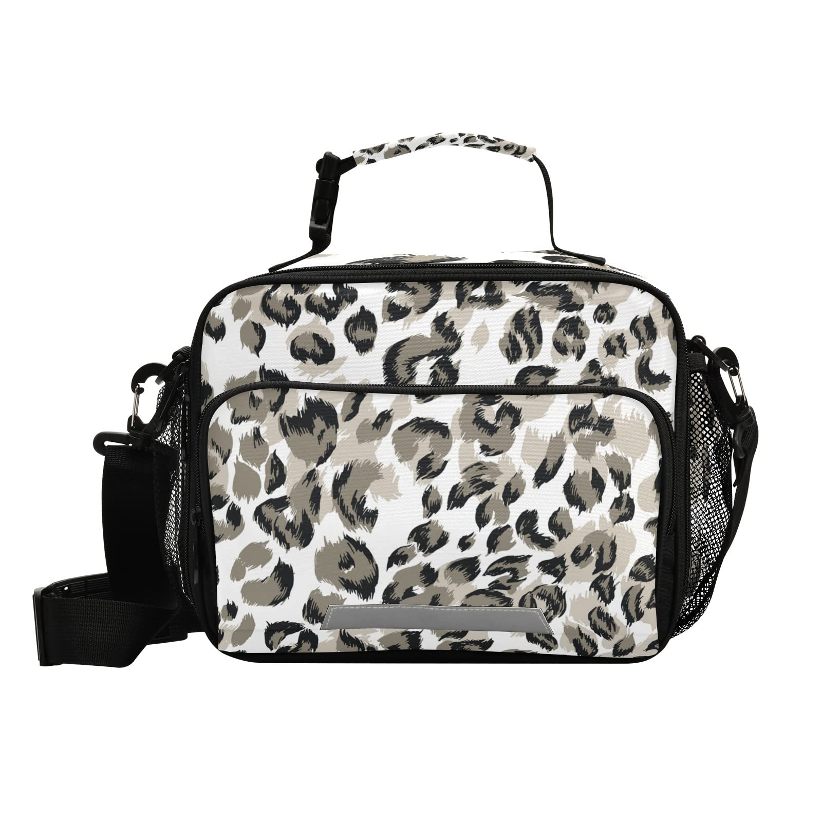 Qilmy Leopard Insulated Lunch Bag - Reusable Cooler Tote with Adjustable Shoulder Strap for Office, School, Picnic & Travel | Perfect for Meal Prep, Work Lunches & Outdoor Adventures