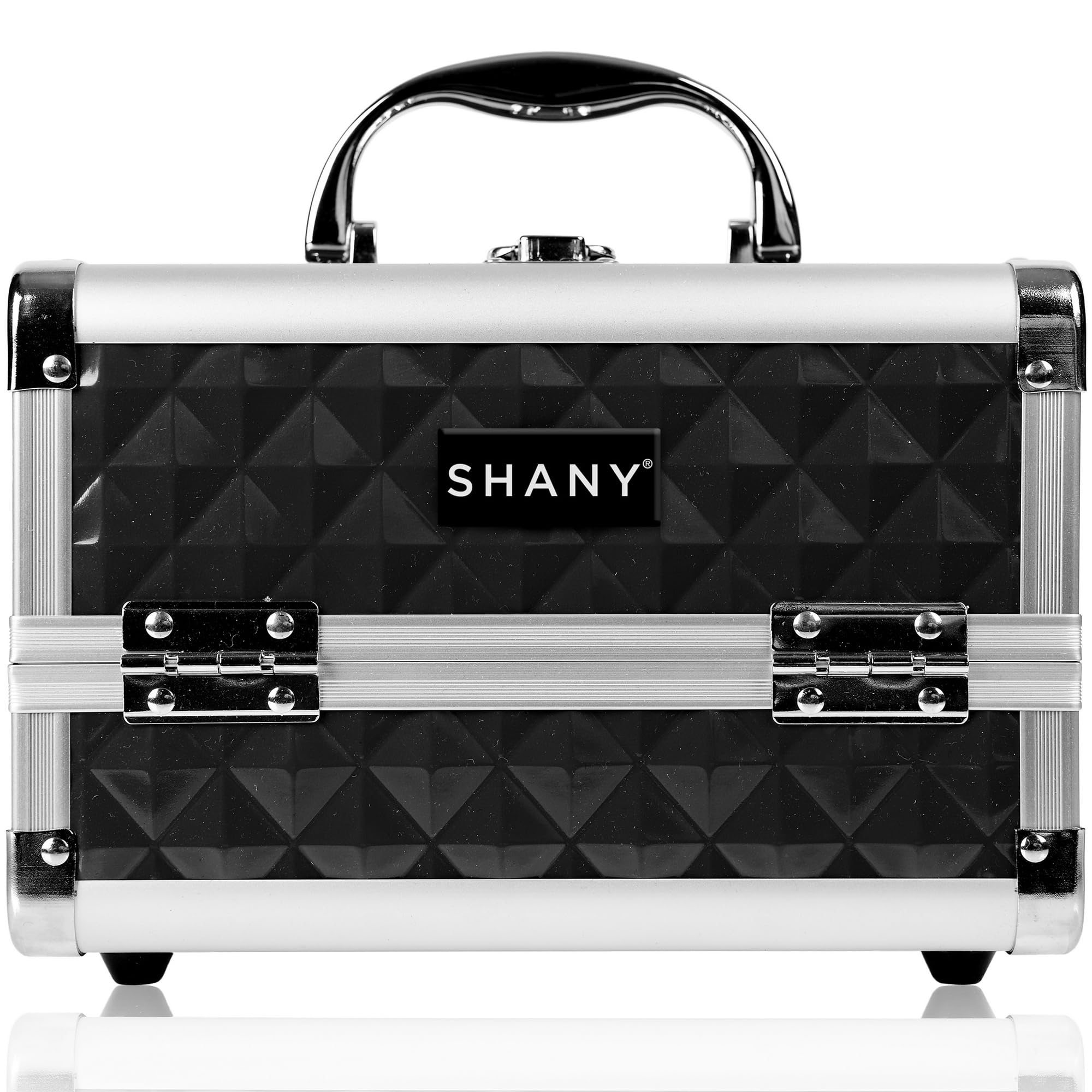 SHANY Portable Makeup Train Case with Mirror & Locks - Beauty Organizer for Travel & Storage