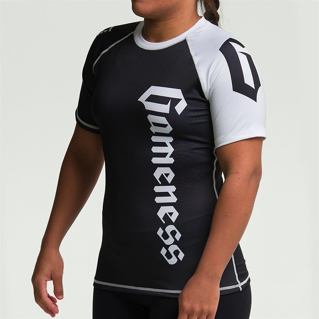 Gameness Women's Short Sleeve Pro Ranked Rash Guard - BJJ MMA Training, Grappling & No-Gi Jiu Jitsu Competition Wear