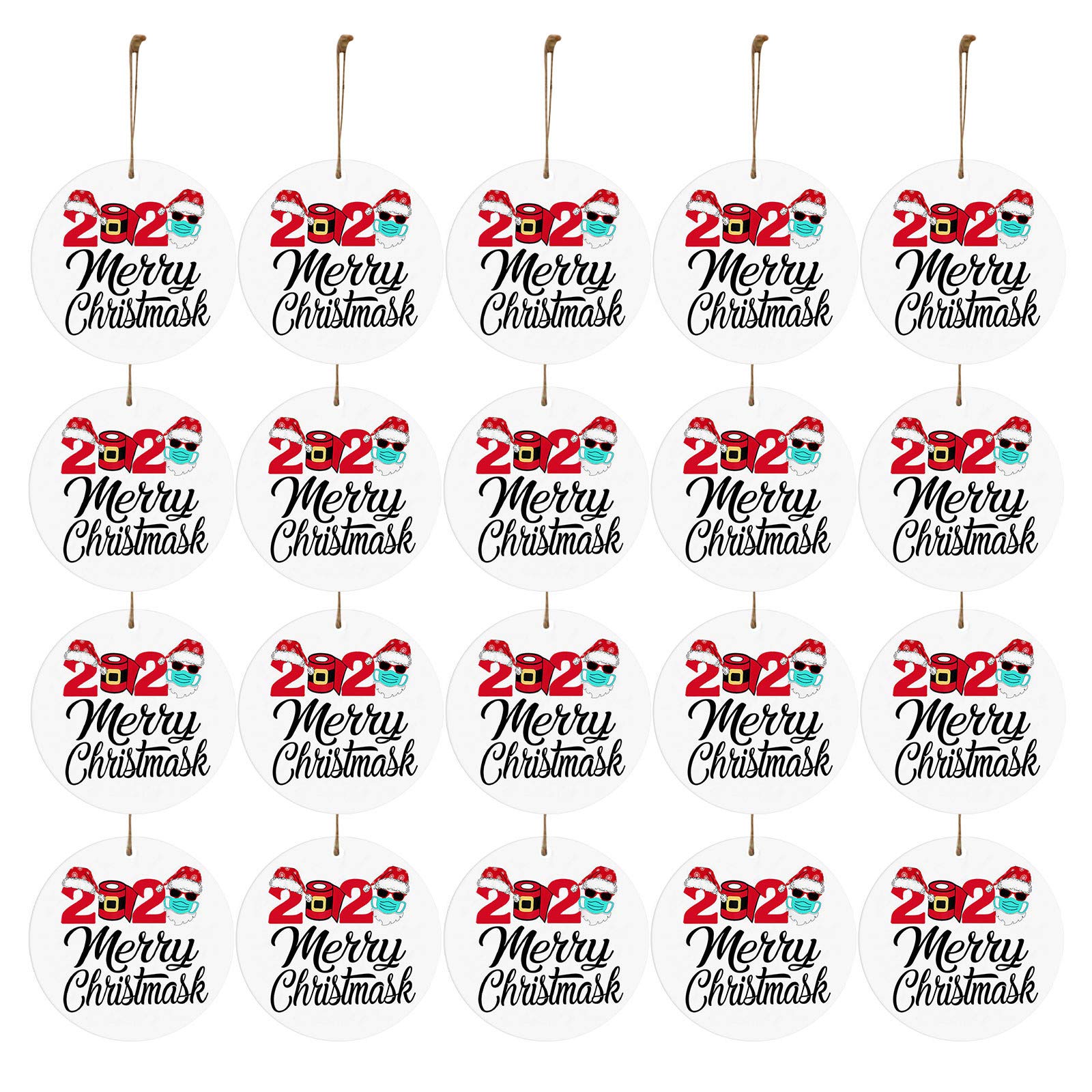 2020 Christmas Tree Ornaments - Decorative Paper Roll Tissue Mask & Small Balls for Holiday Home Decor | Perfect for Xmas Tree Decorating, Gift Wrapping & Festive Party Decoration
