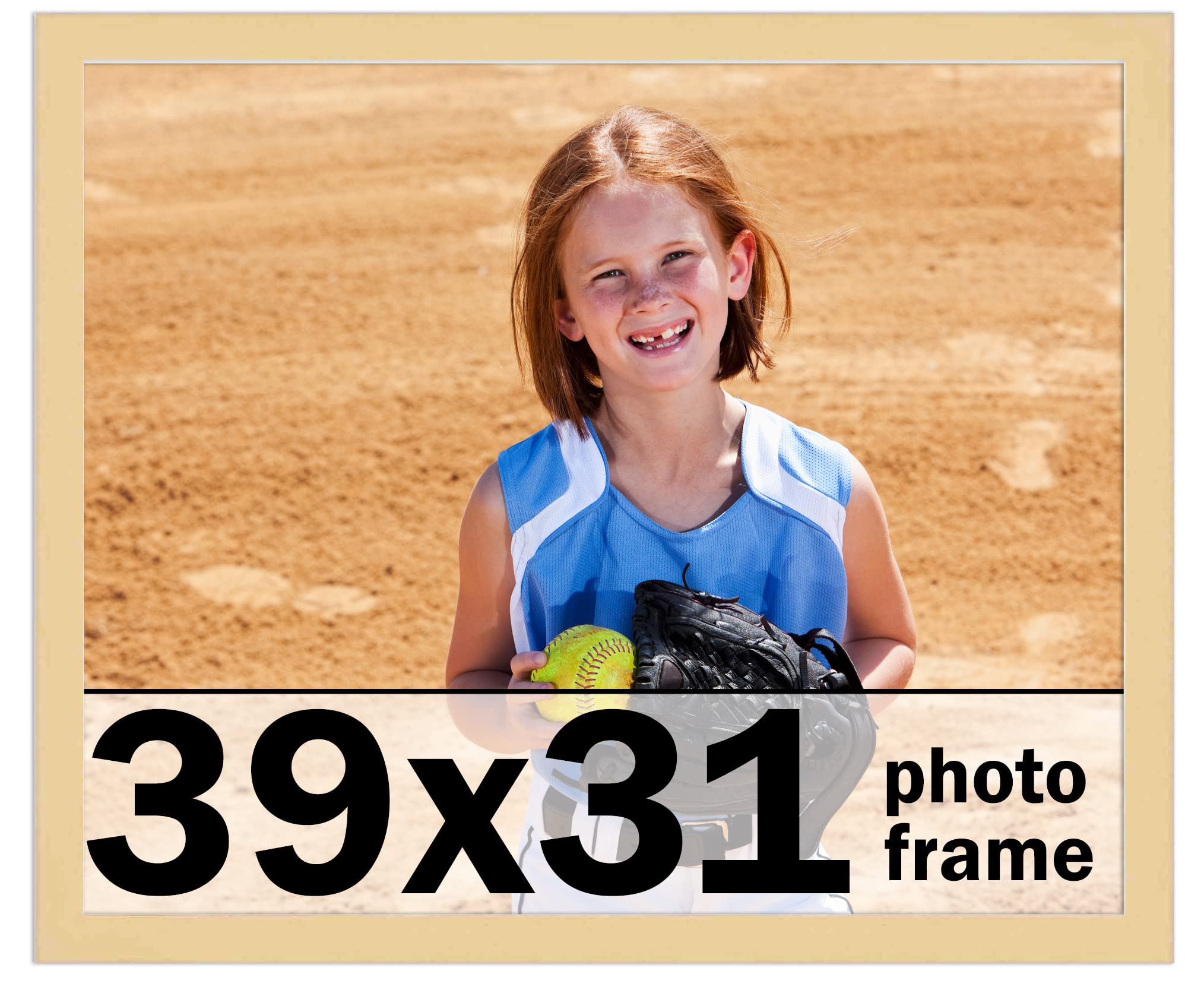 39x31 Inch Natural Brown Wood Picture Frame - Shatterproof UV Acrylic Front & Acid-Free Backing - Modern Wall Photo Frame for Family Portraits, Home Decor, Office Display (No Mat Included) - Perfect for Living Rooms, Bedrooms & Gallery Walls