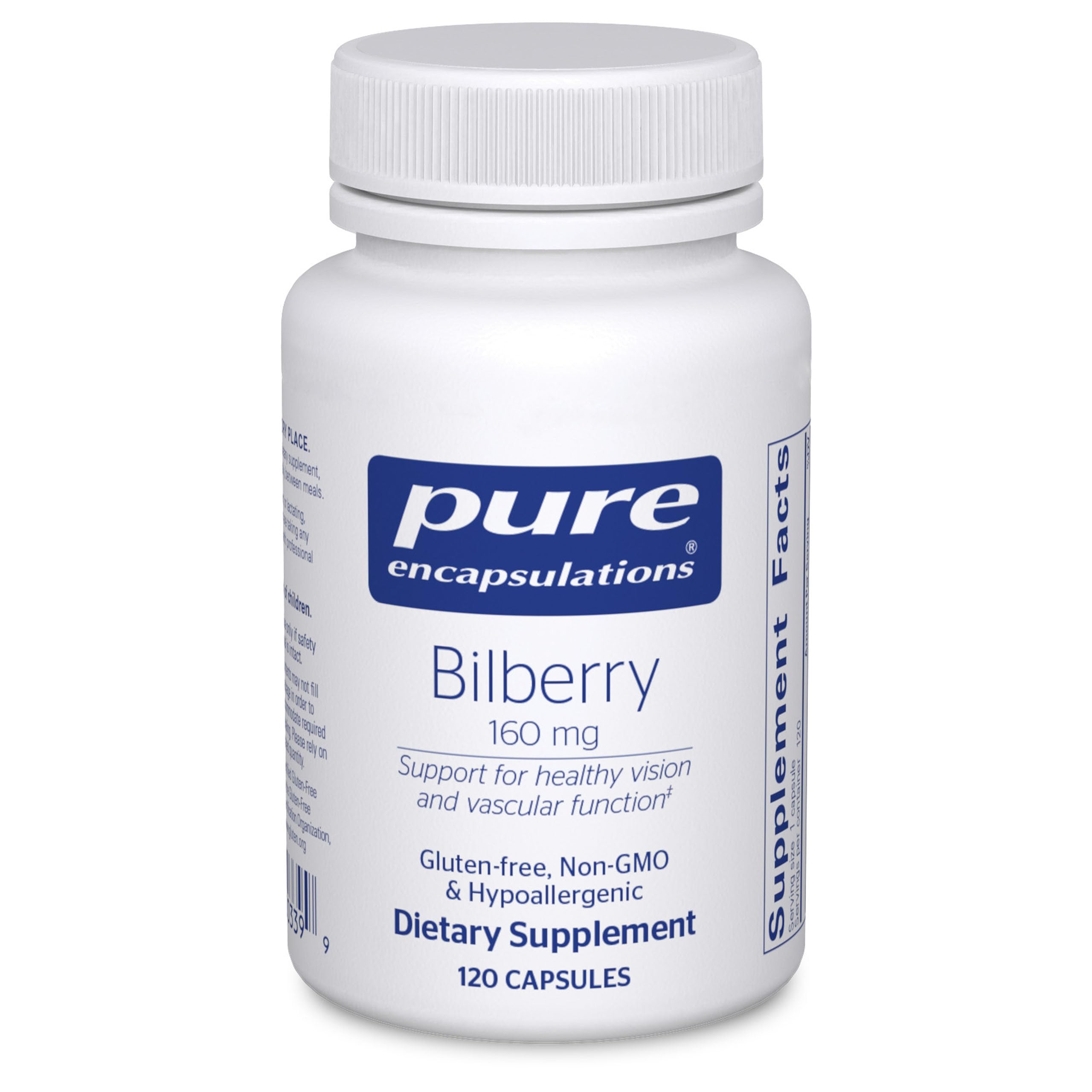 Pure Encapsulations Bilberry 160mg Supplement - Supports Eye Health & Vascular Function* | 120 Capsules | Vision Support & Circulation Aid for Daily Wellness
