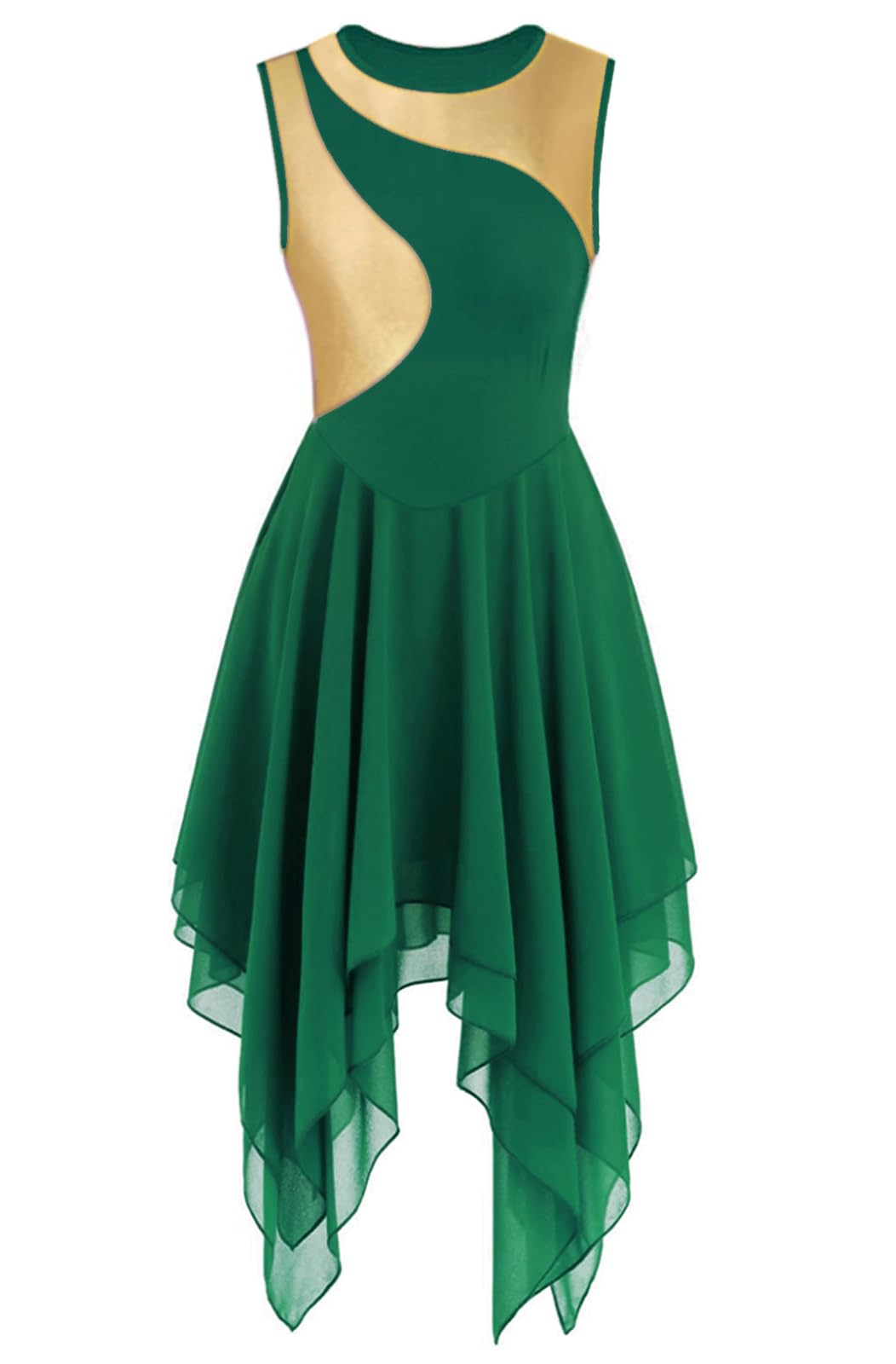 Women's Praise Dance Dress - Flowy Sleeveless Tunic with Asymmetrical Skirt for Worship & Liturgical Dance | Perfect for Church Performances, Spiritual Events & Contemporary Dance Routines