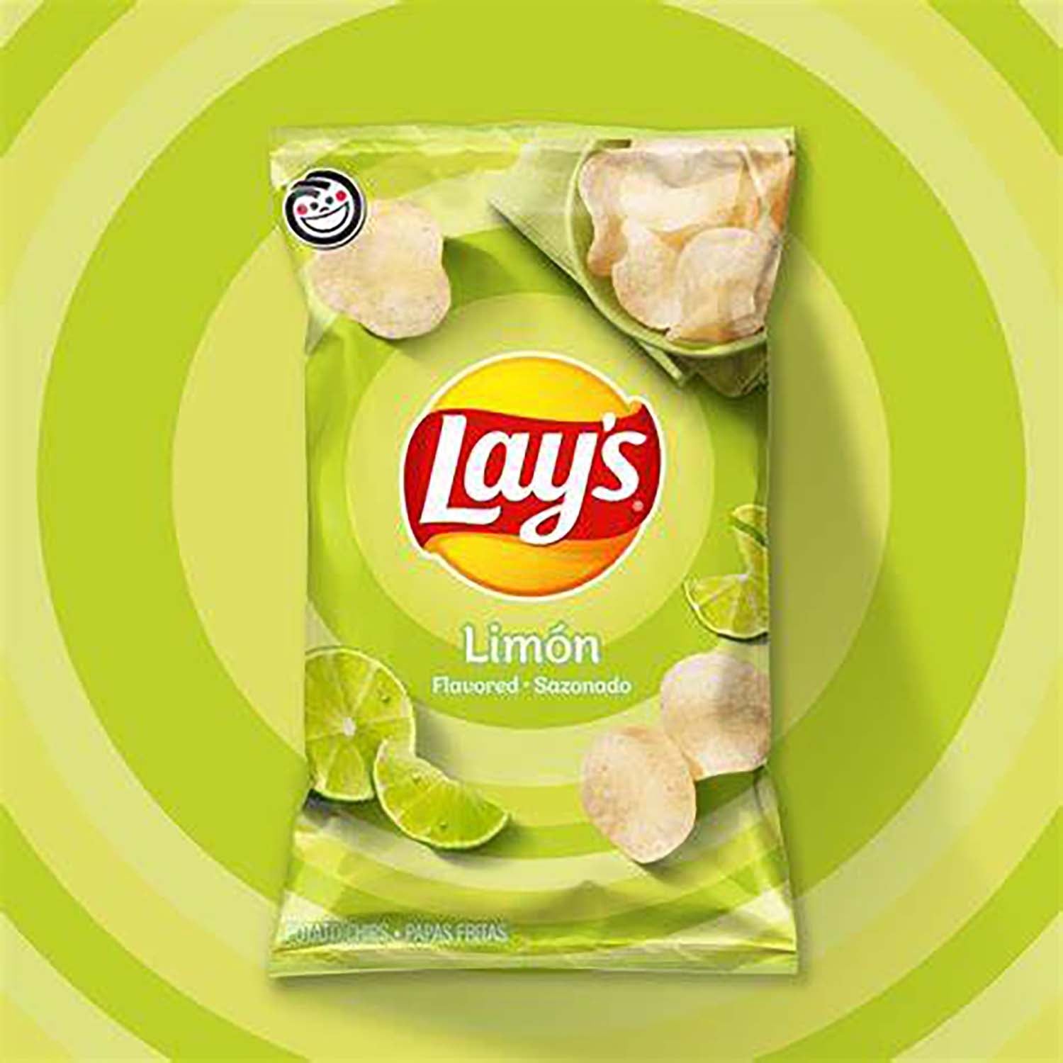 Frito Lay Lays Limon Chips - 2.25oz Bags (24 Count Case) | Tangy Lime Flavored Potato Snacks for Parties, Picnics & Office Snacking