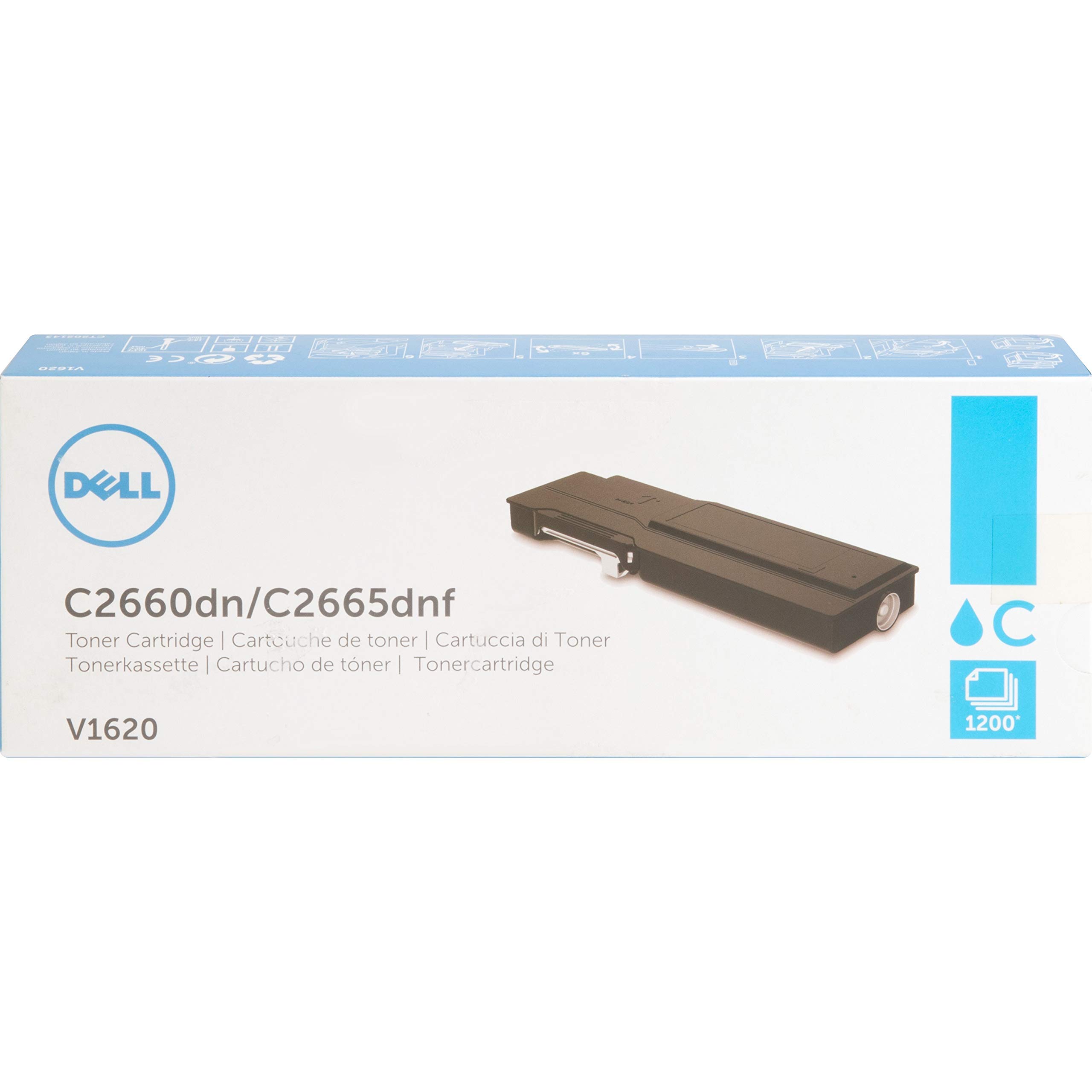 Original Dell V1620 Toner Cartridge for C2660dn/C2665dnf Color Laser Printer - Cyan Replacement Ink | High-Quality Compatible Printer Supplies for Office & Home Use