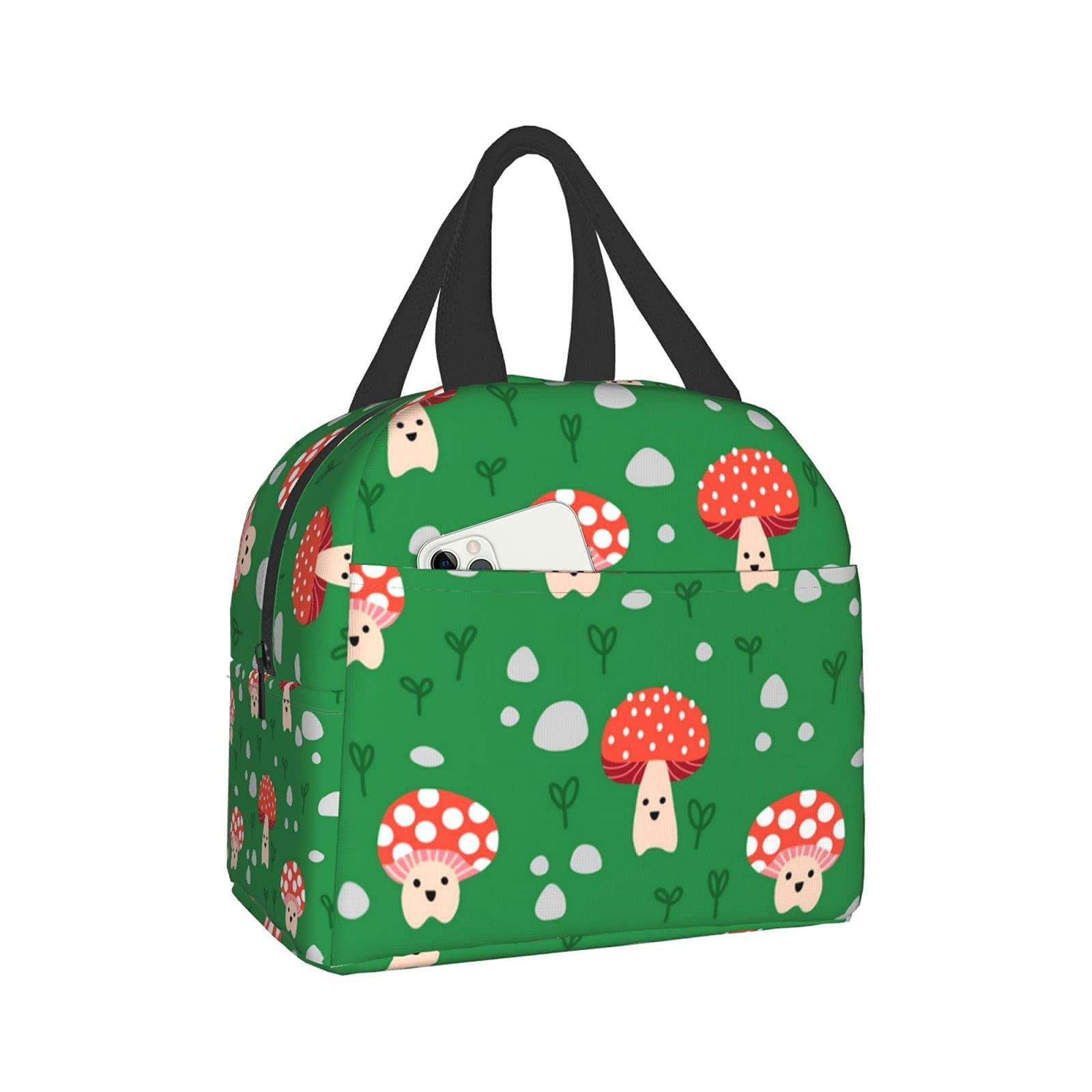 RIUARA Insulated Cute Mushroom Kawaii Lunch Bag for Women & Men - Leakproof Thermal Tote for Work, School, Picnic, Travel & Outdoor Activities | Bento Box Lunch Container