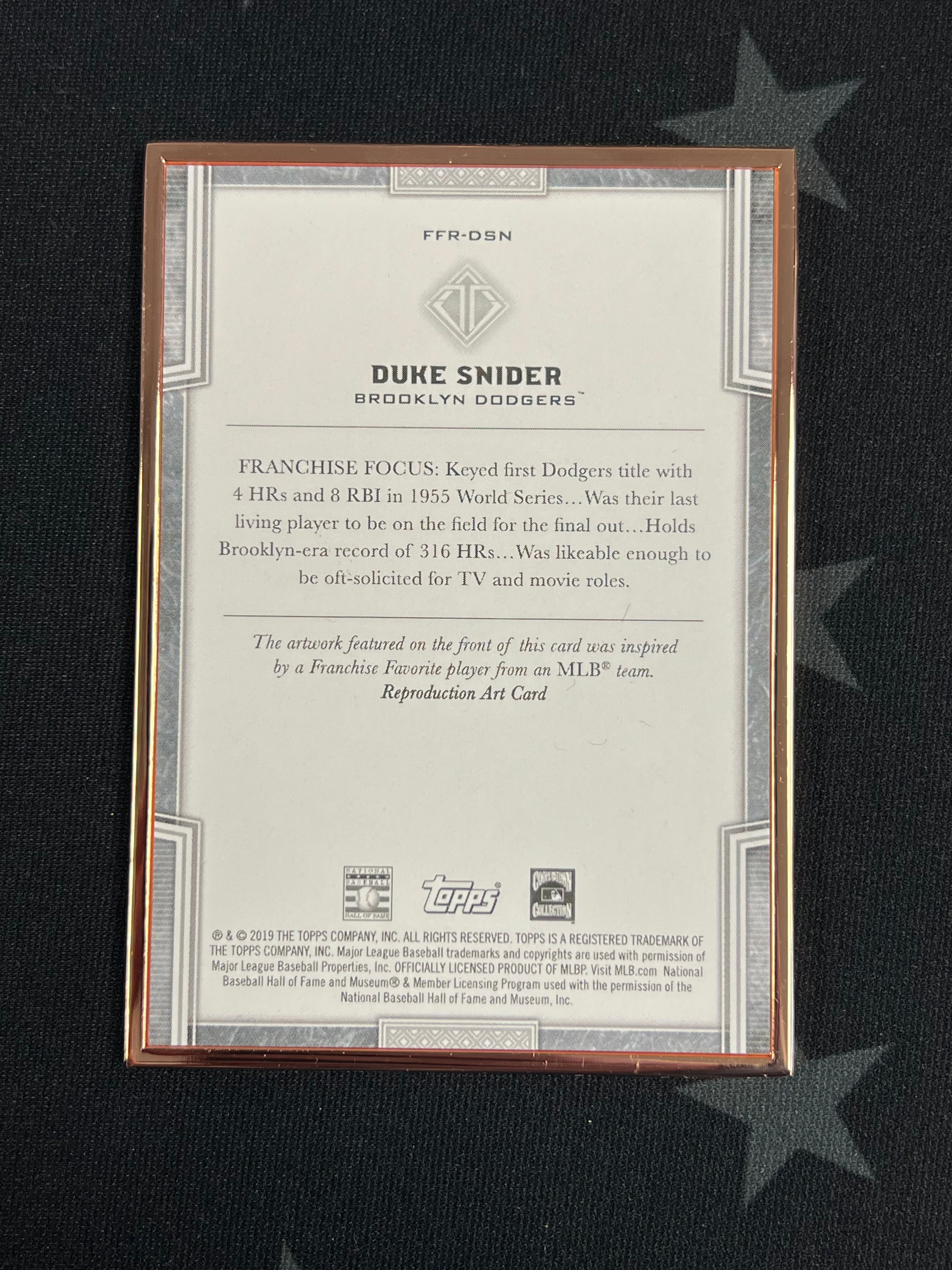 2019 Topps Transcendent Duke Snider #FFR DSN Franchise Favorites 76/100 - Rare Baseball Trading Card for Collectors & Fans - Perfect for Display, Investment & Memorabilia Collections