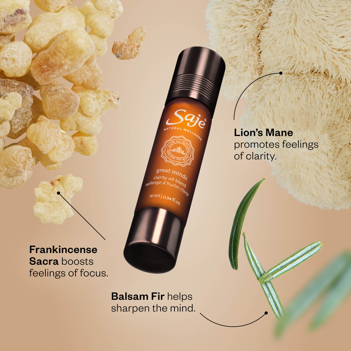 Great Minds Essential Oil Blend Roll-On for Focus & Clarity - Natural Aromatherapy for Study, Work & Meditation