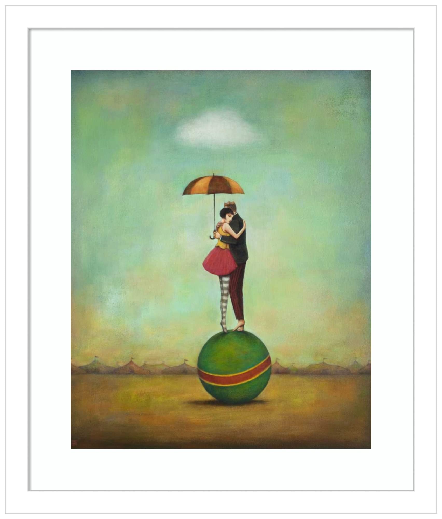 Amanti Art Wood Framed Wall Art Print - Circus Romance by Duy Huynh, 15x17 Inches, Svelte White Frame - Perfect for Living Room, Bedroom & Office Decor