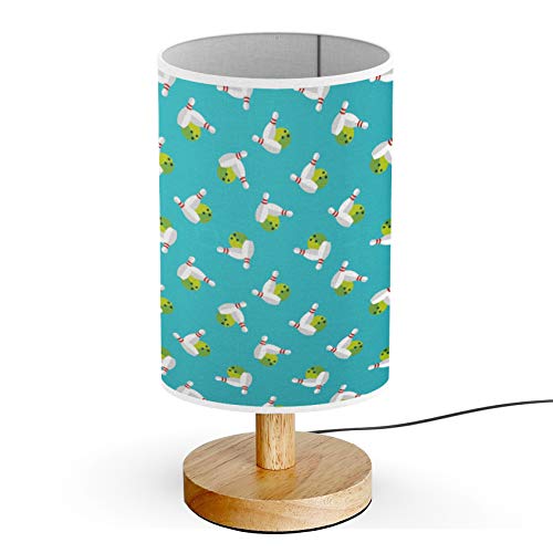 ARTSYLAMP Wooden Base Decorative Desk & Bedside Lamp with Bowling Game Icon - Perfect for Home Office, Bedroom Nightstand, and Game Room Lighting