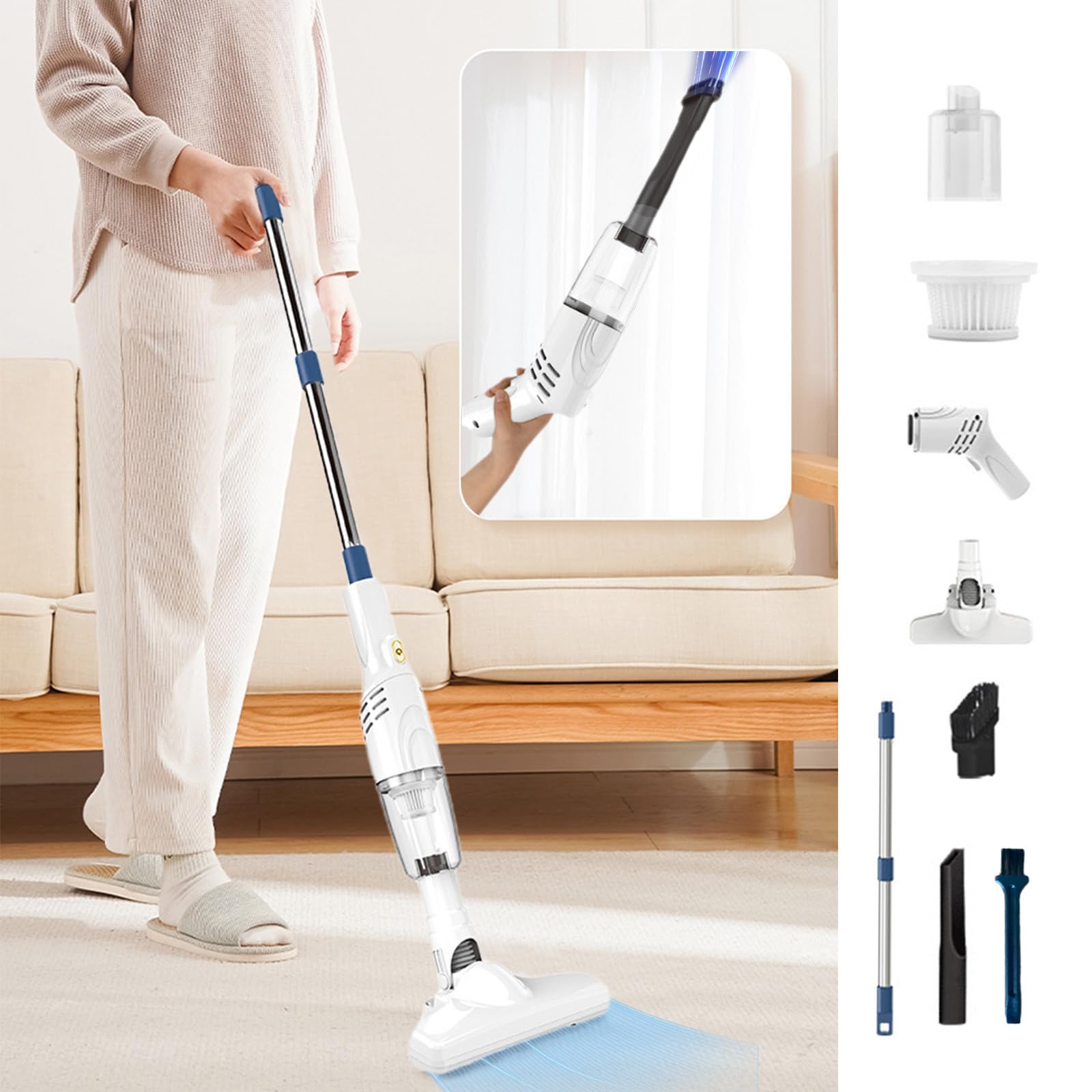 Lightweight Stick Vacuum Cleaner - 30 Min Runtime for Carpet & Hardwood Floors | Pet Hair Removal | Perfect for Daily Home Cleaning & Car Detailing