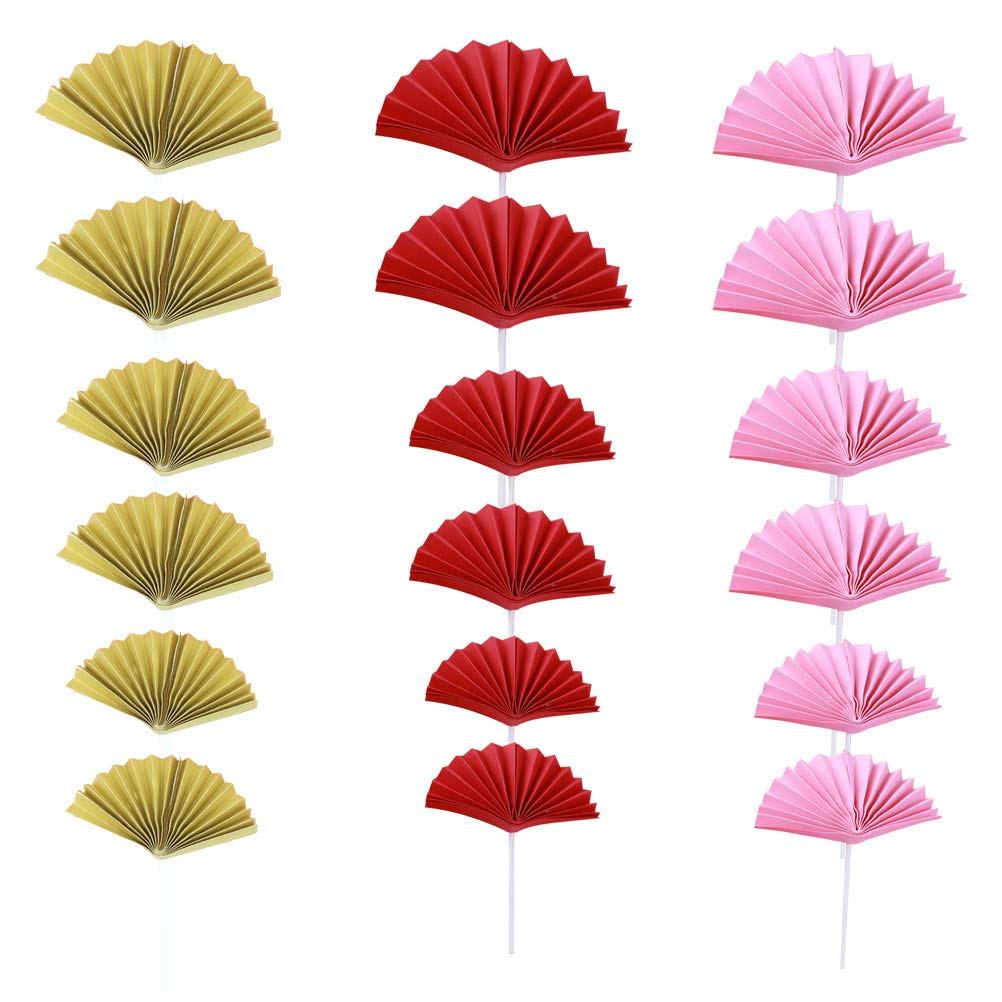 PRETYZOOM 18-Piece Fan-Shaped Cake Toppers Set - Elegant Birthday Cake Decorations for Weddings, Baby Showers & Party Desserts - Premium Cake Ornaments for Special Celebrations