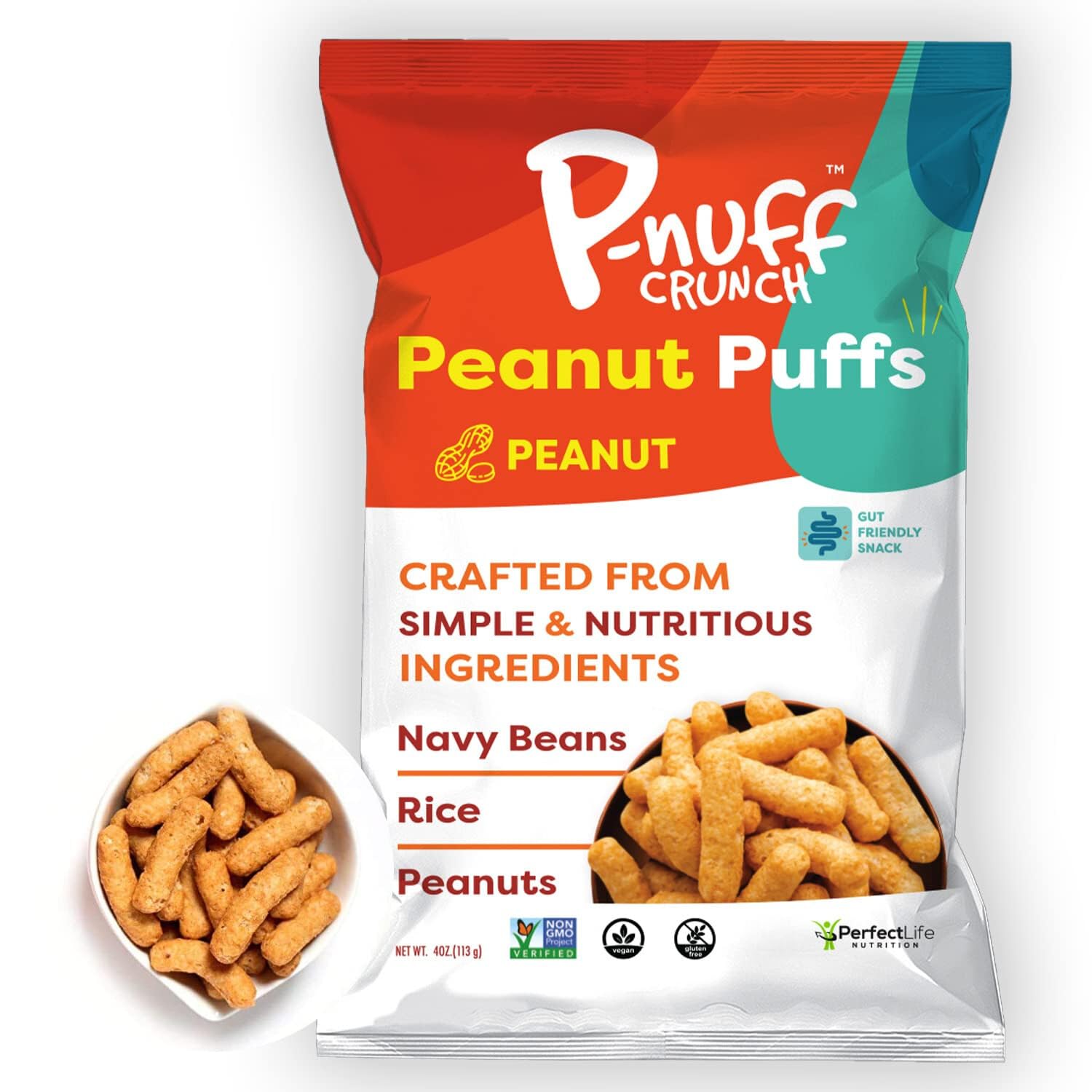 Pnuff Crunch Peanut Butter Puffs - Healthy Low Calorie Gluten Free Vegan Keto Snacks - High Protein Low Sugar - As Seen on Shark Tank - Original Flavor 4oz Bags (Pack of 15) - Perfect for Office Snacking, On-the-Go Energy & Keto Diet