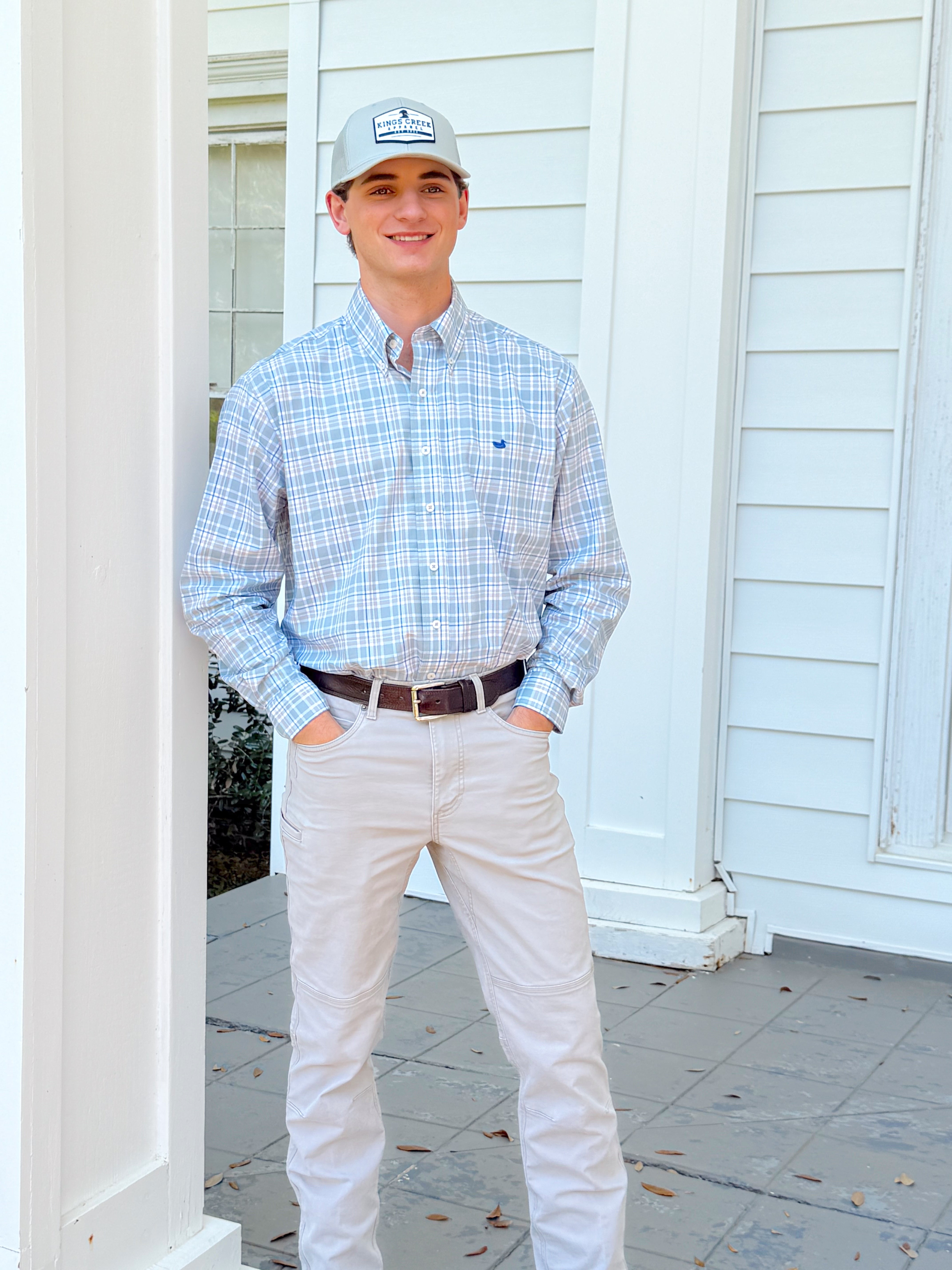 Southern Marsh Men's Performance Plaid Dress Shirt - Sage & Burnt Taupe - Moisture Wicking, Breathable for Office & Outdoor Events