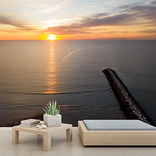 3D Self-Adhesive Coastal Landscape Wallpaper #02 - Peel and Stick PVC Wall Mural (137x98 inches/350x250cm) for Bedroom & Living Room Decor - Perfect for Accent Walls, Home Renovation, and Interior Design Projects