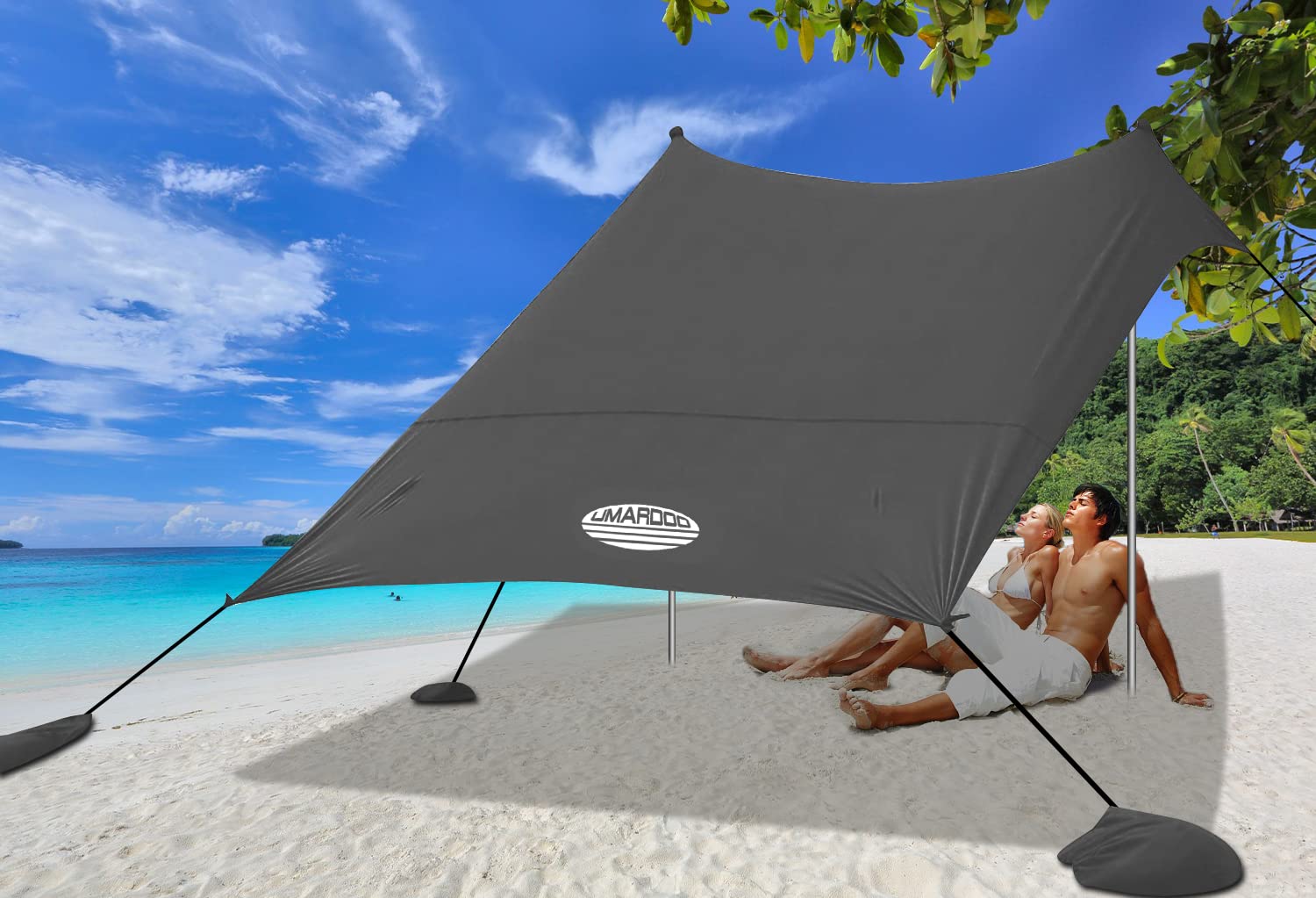 UMARDOO Portable Beach Tent Sun Shelter - UPF 50+ UV Protection, Easy Pop Up Canopy for Family, Travel & Outdoor Activities - Includes Carrying Bag | Perfect for Beach Days, Picnics, Camping & Backyard Relaxation