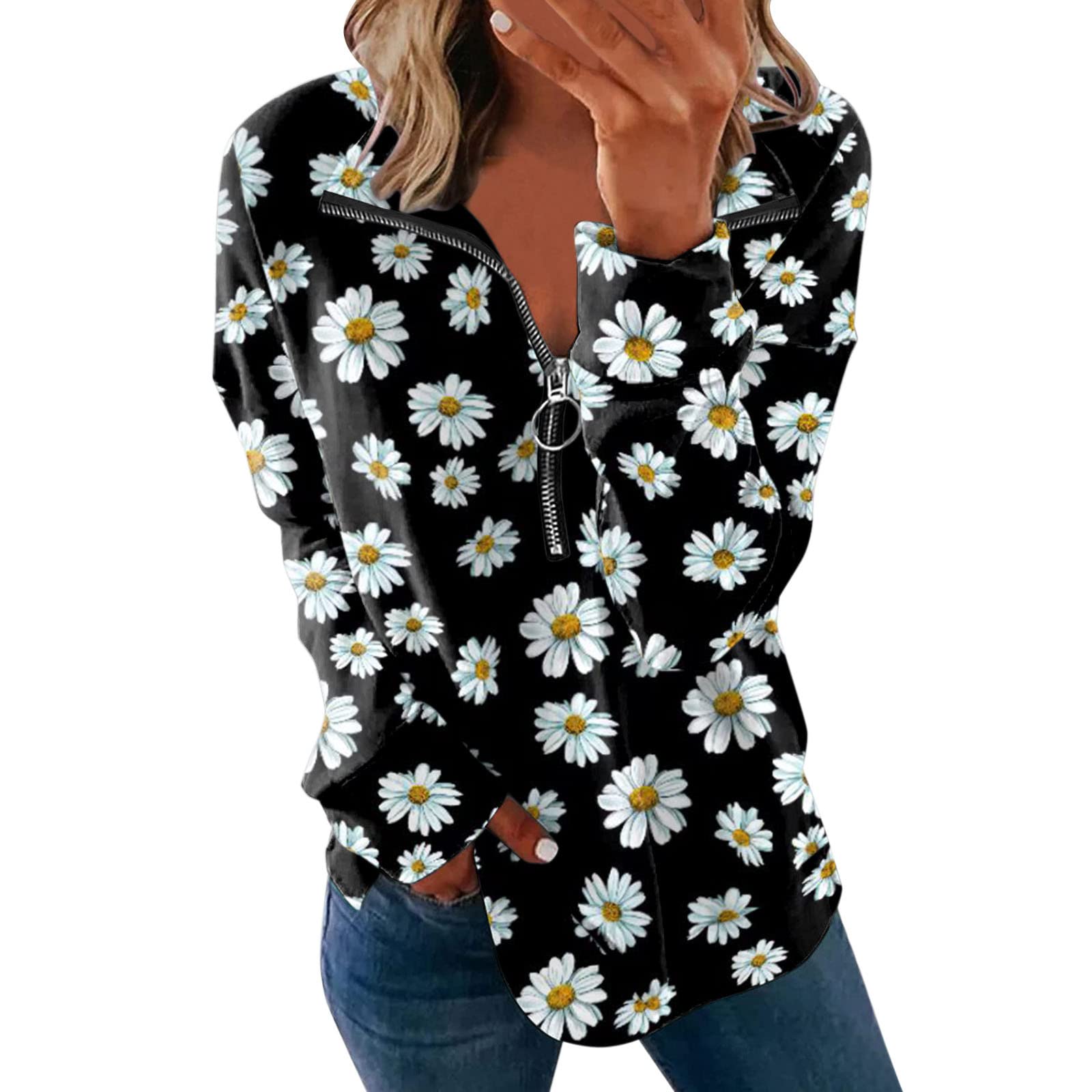 Cute Oversized Sweatshirt for Women - Casual Long Sleeve Lapel Half Zip Baggy Pullover | Perfect for Lounge Wear, Street Style & Cozy Outfits