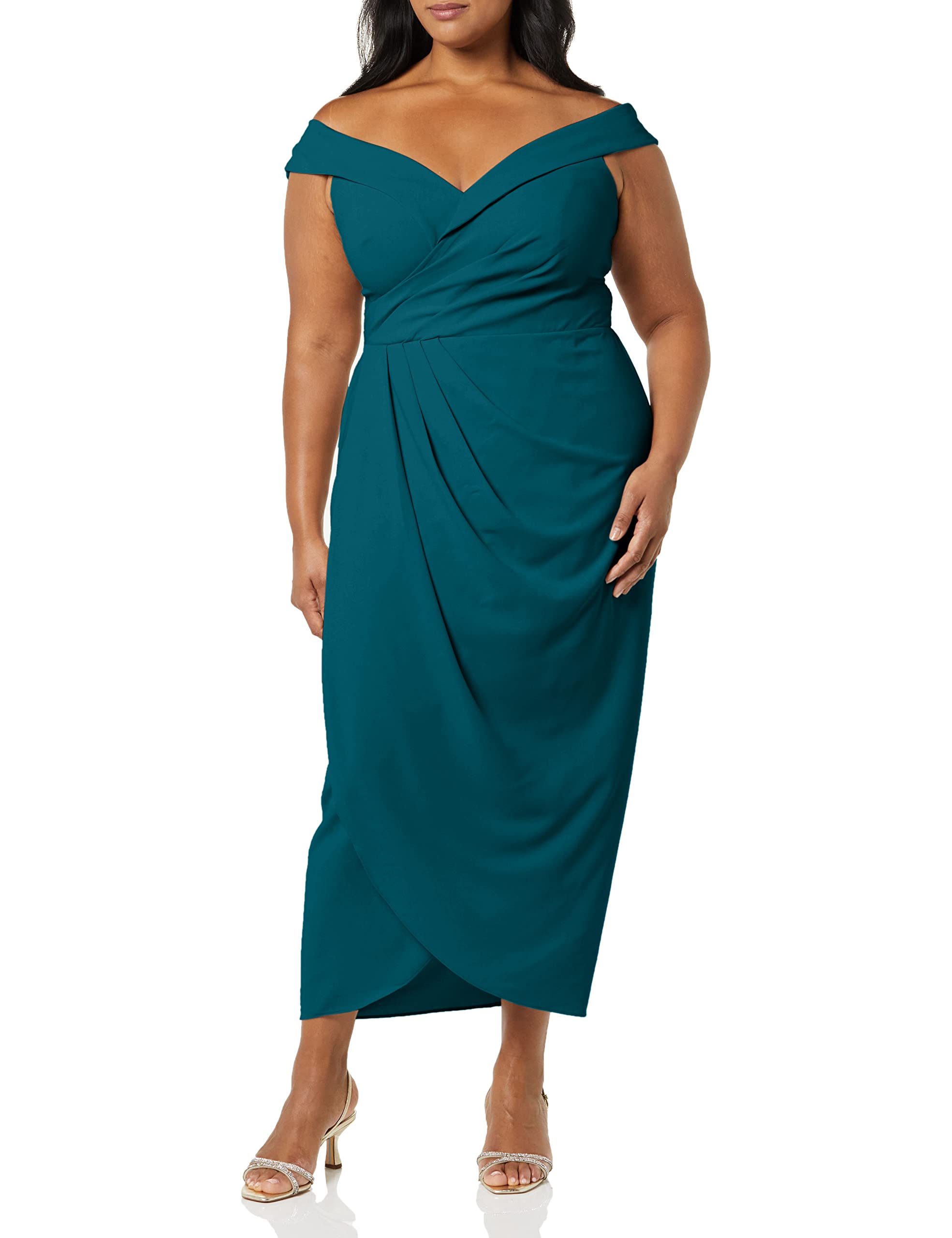 City Chic Women's Plus Size Floral Print Wrap Dress - Elegant V-Neck A-Line Midi Dress for Curvy Women | Perfect for Office, Date Night & Special Occasions