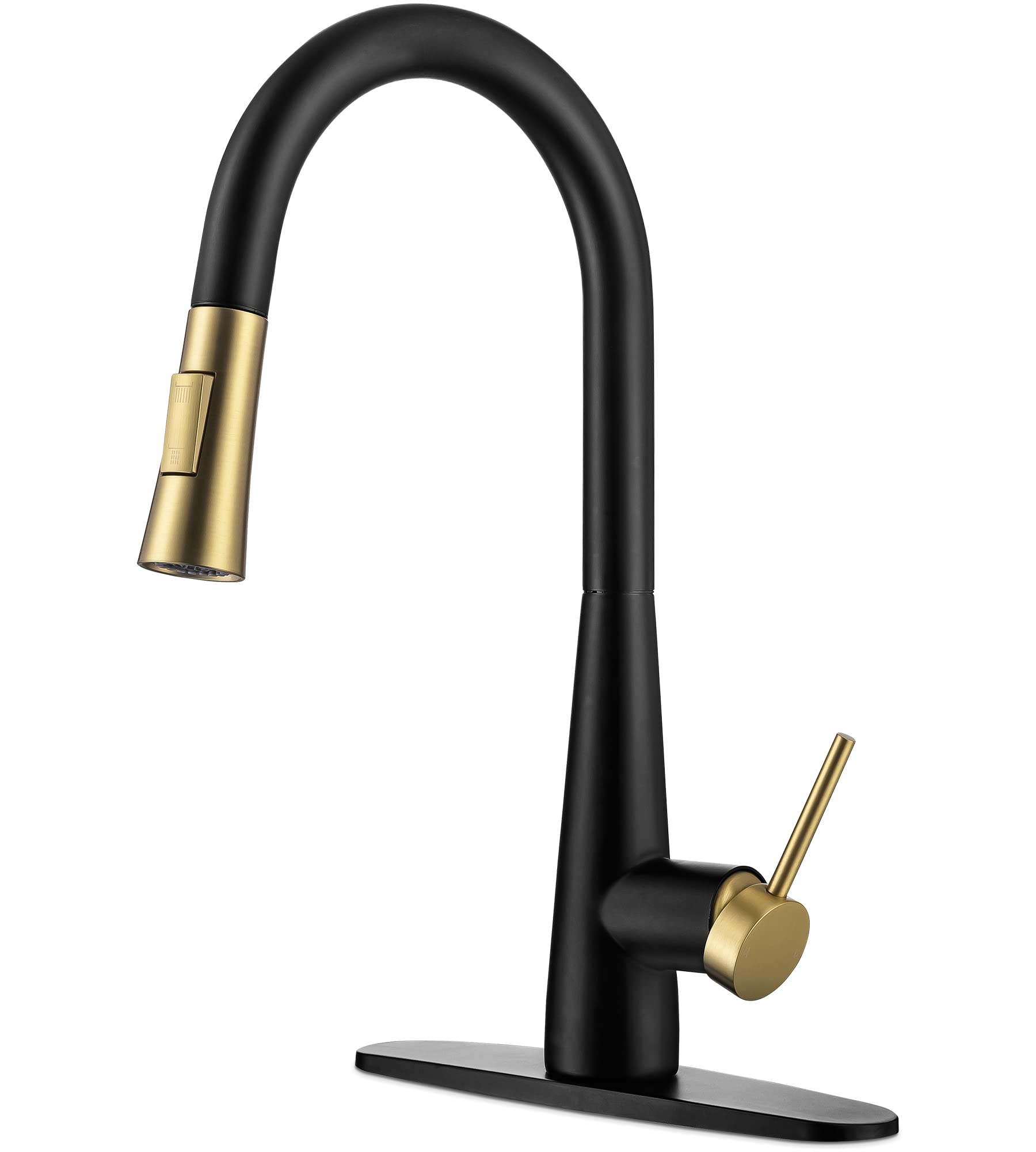 Tohlar Black Stainless Steel Kitchen Faucet with Pull Down Sprayer - Modern Single Handle Matte Black & Brushed Gold Sink Faucet for Home, Restaurant & Commercial Use
