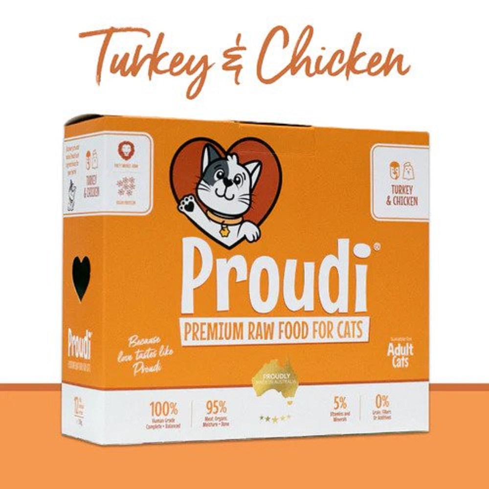 Premium Frozen Turkey & Chicken Raw Cat Food - Grain-Free, High-Protein Natural Diet for Cats - Perfect for Indoor & Outdoor Felines, Kittens to Senior Cats