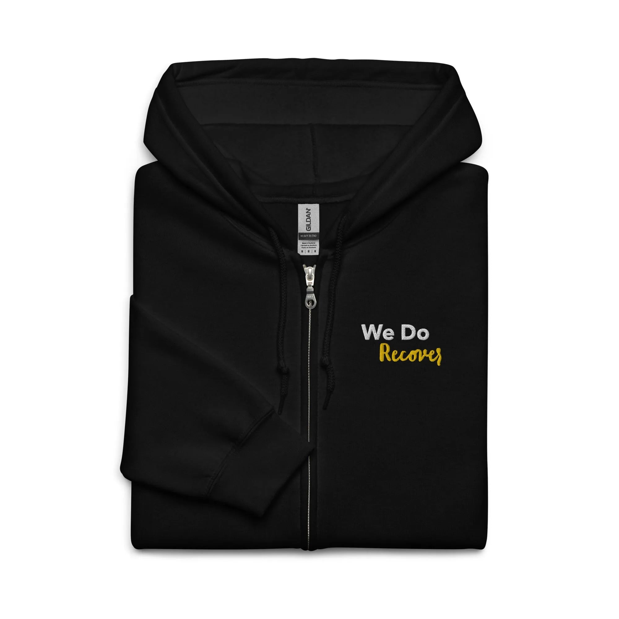 We Do Recover Embroidered Unisex Heavy Blend Zip Hoodie - Comfortable Pullover Sweatshirt for Men & Women - Perfect for Casual Wear, Gym, and Outdoor Activities
