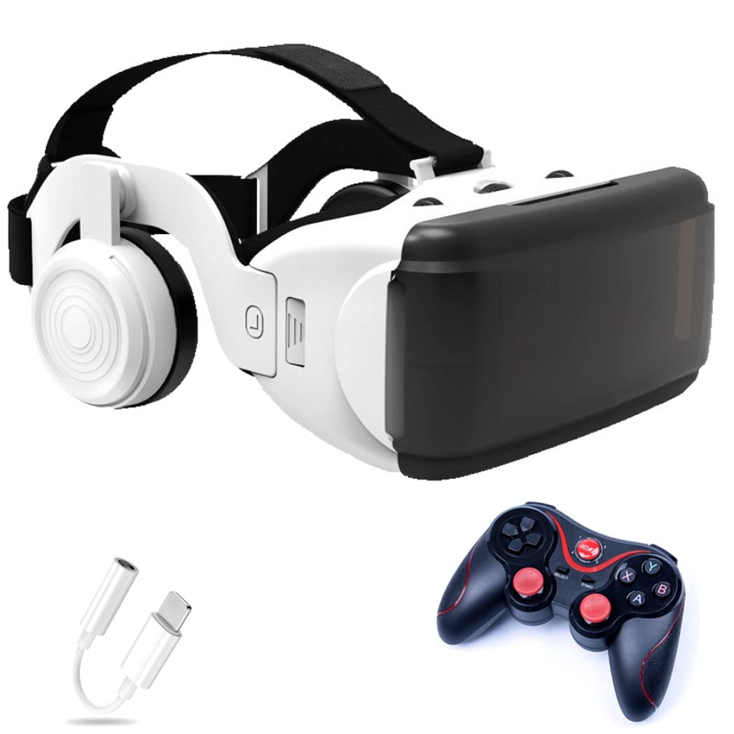 3D VR Headset with Bluetooth Controller - Compatible with iPhone 13 Pro Max/13 Pro/13/12/11, Samsung Galaxy S21, Huawei & Xiaomi Series - Immersive Virtual Reality Experience for Gaming, Movies & 360° Videos (Color: Black, Size: Universal)
