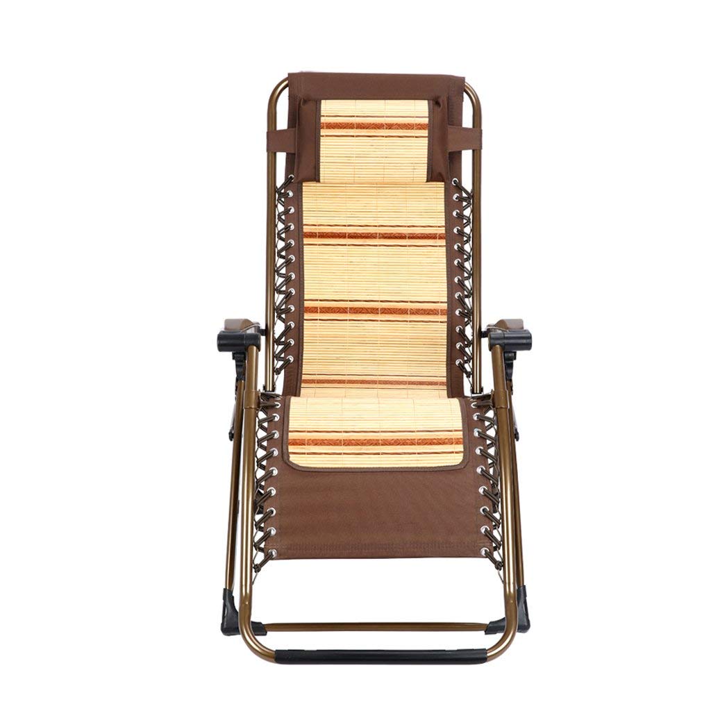 Breathable Padded Folding Lounge Chair - Portable Bamboo Chair for Home, Balcony, Beach & Office - Comfortable Summer Cool Chair for Relaxing, Lunch Break & Outdoor Use