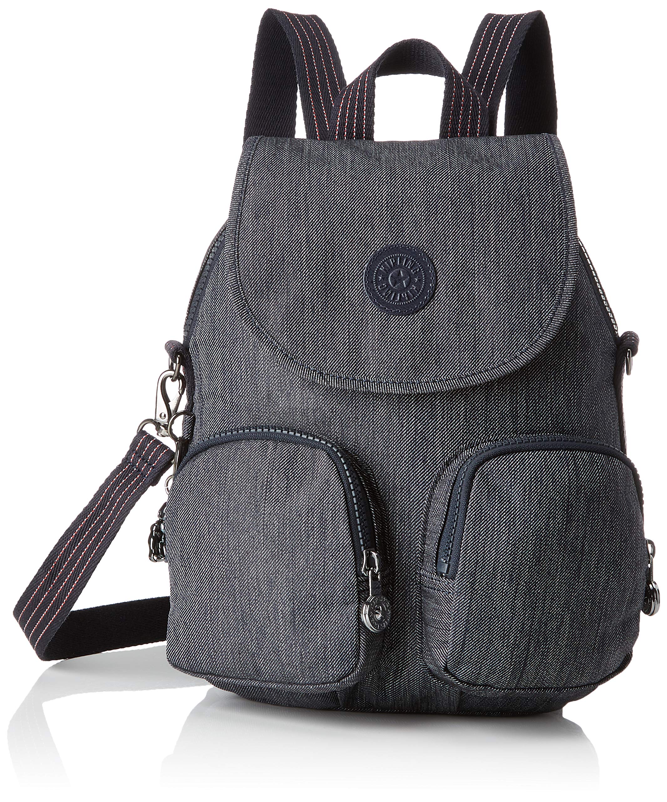 Kipling Blue Active Denim Backpack for Women & Men - Lightweight Travel Laptop Bag for Work, School & Outdoor Adventures