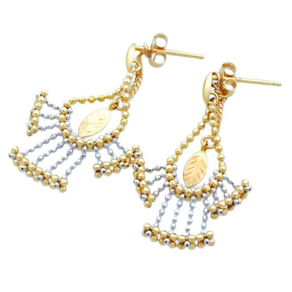 18K Gold Leaf Dangle Earrings for Women - Vintage Style Drop Earrings for Party, Wedding & Everyday Wear