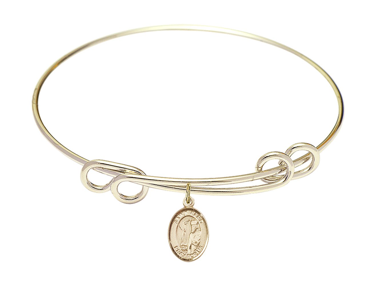 8 1/2 Inch Round Double Loop Bangle Bracelet with St. Elmo Charm - F A Dumont Elegant Jewelry for Women, Perfect for Parties, Weddings & Everyday Wear