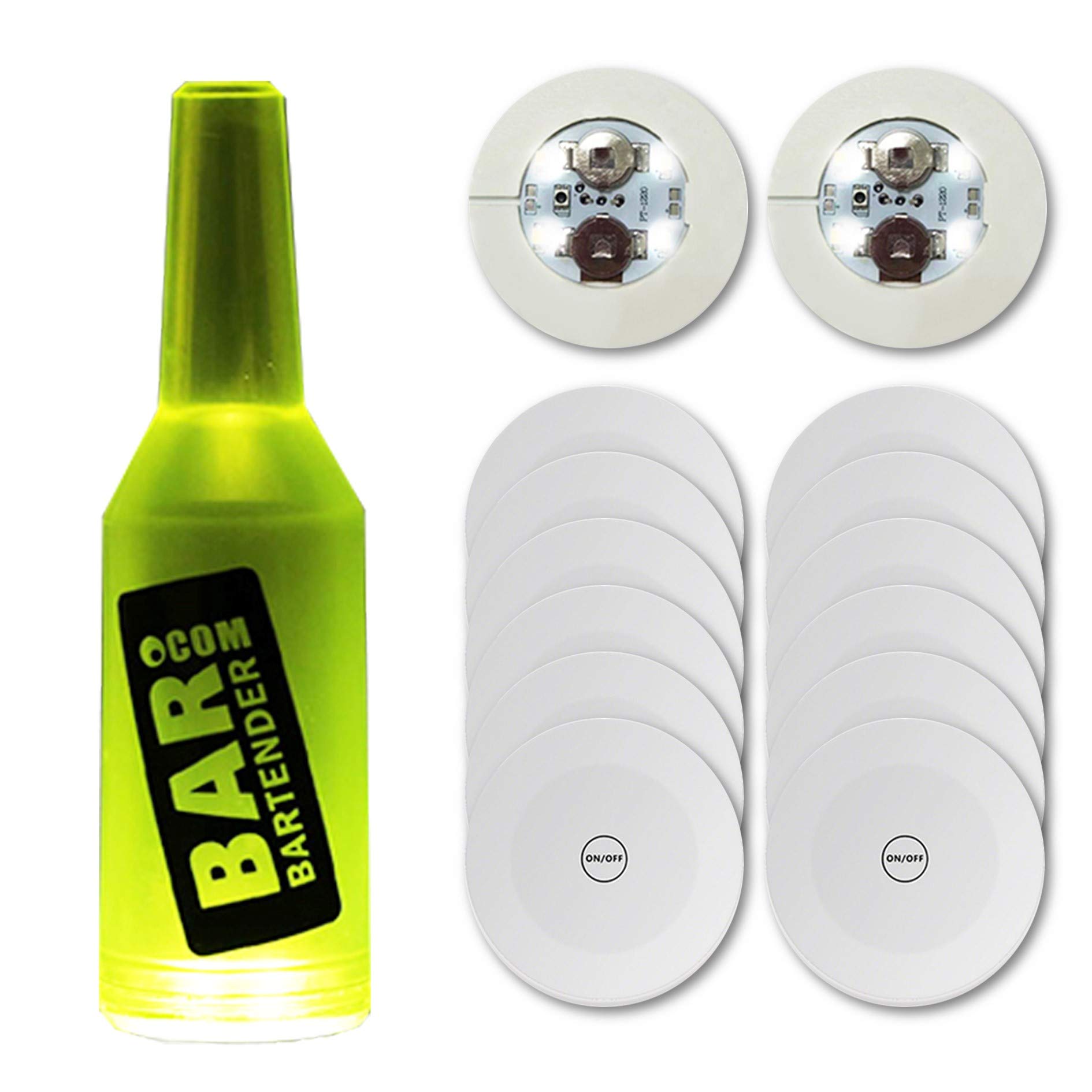 12Pcs LED Coaster Lights - Waterproof LED Sticker Lights for Wine Bottles, Liquor & Champagne - Cool White Bottle Sparklers for Party, Bar, Wedding & Home Decor - Perfect for Nightclubs, Birthday Celebrations & Romantic Dinners
