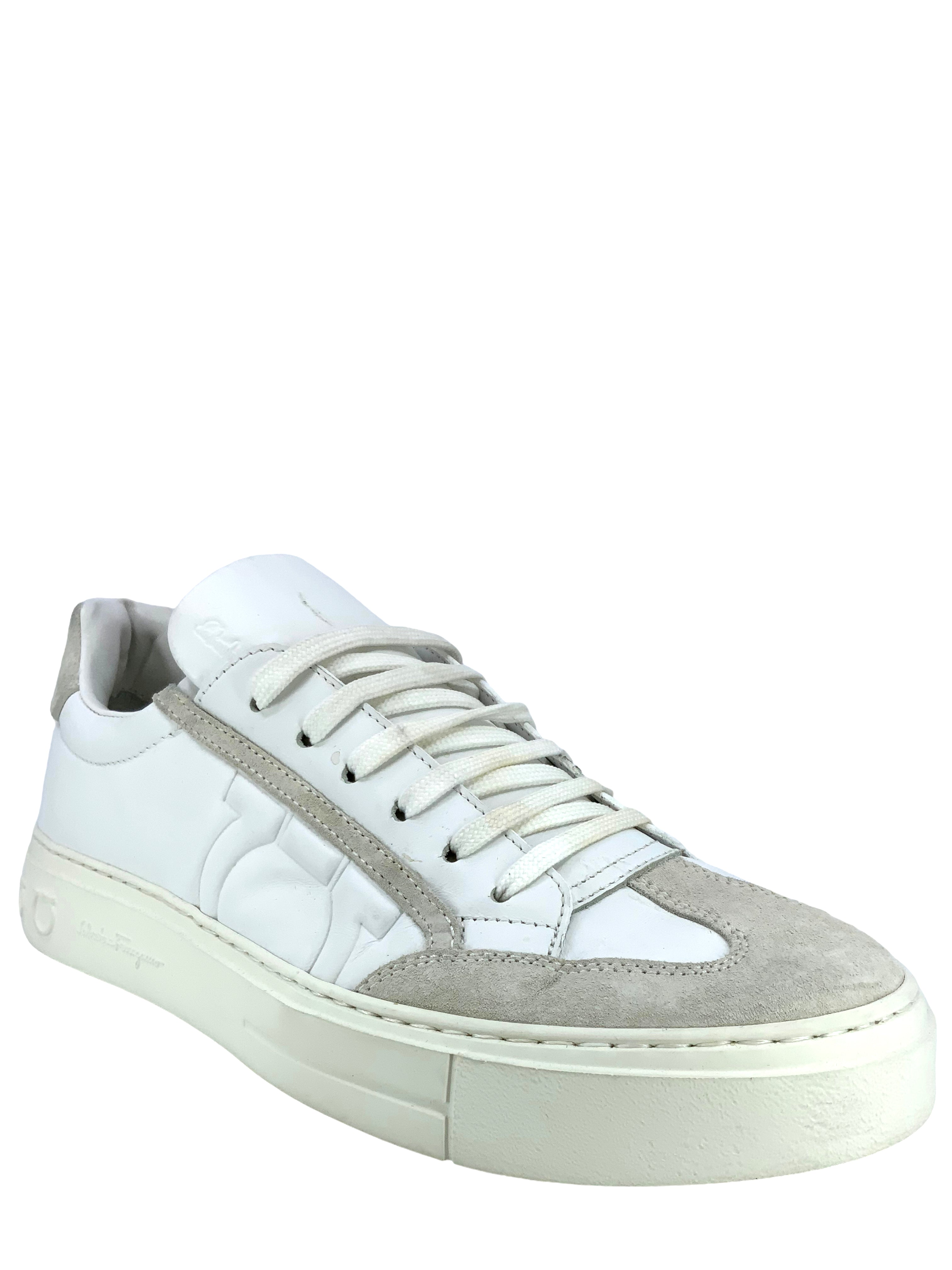 Salvatore Ferragamo Borg Leather & Suede Men's Sneakers Size 7.5 - Premium Casual Shoes for Men, Office & Weekend Wear