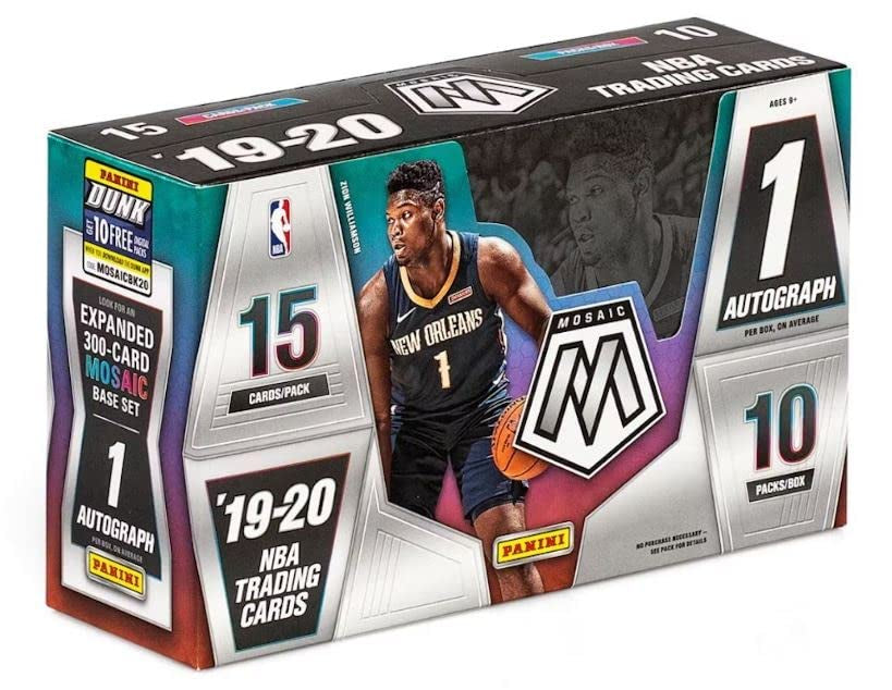 2019-20 Panini Mosaic Basketball Hobby Box - 12 Packs with Autograph & Memorabilia Cards - NBA Trading Cards Collection for Collectors & Investors - Perfect for Sports Memorabilia Displays & Card Trading Events
