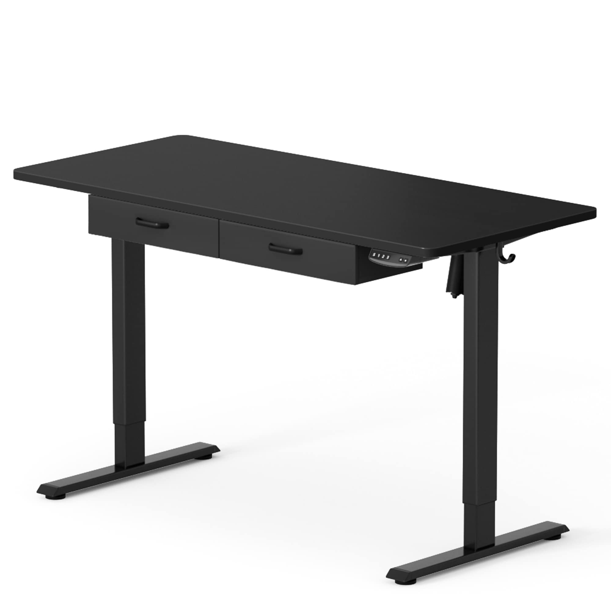 BANTI 48x24 Inches Electric Standing Desk with Double Drawers - Height Adjustable Sit Stand Workstation for Home Office, Black Frame & Tabletop (B-A5S2-48BK) | Perfect for Remote Work, Gaming Setup & Ergonomic Workspace