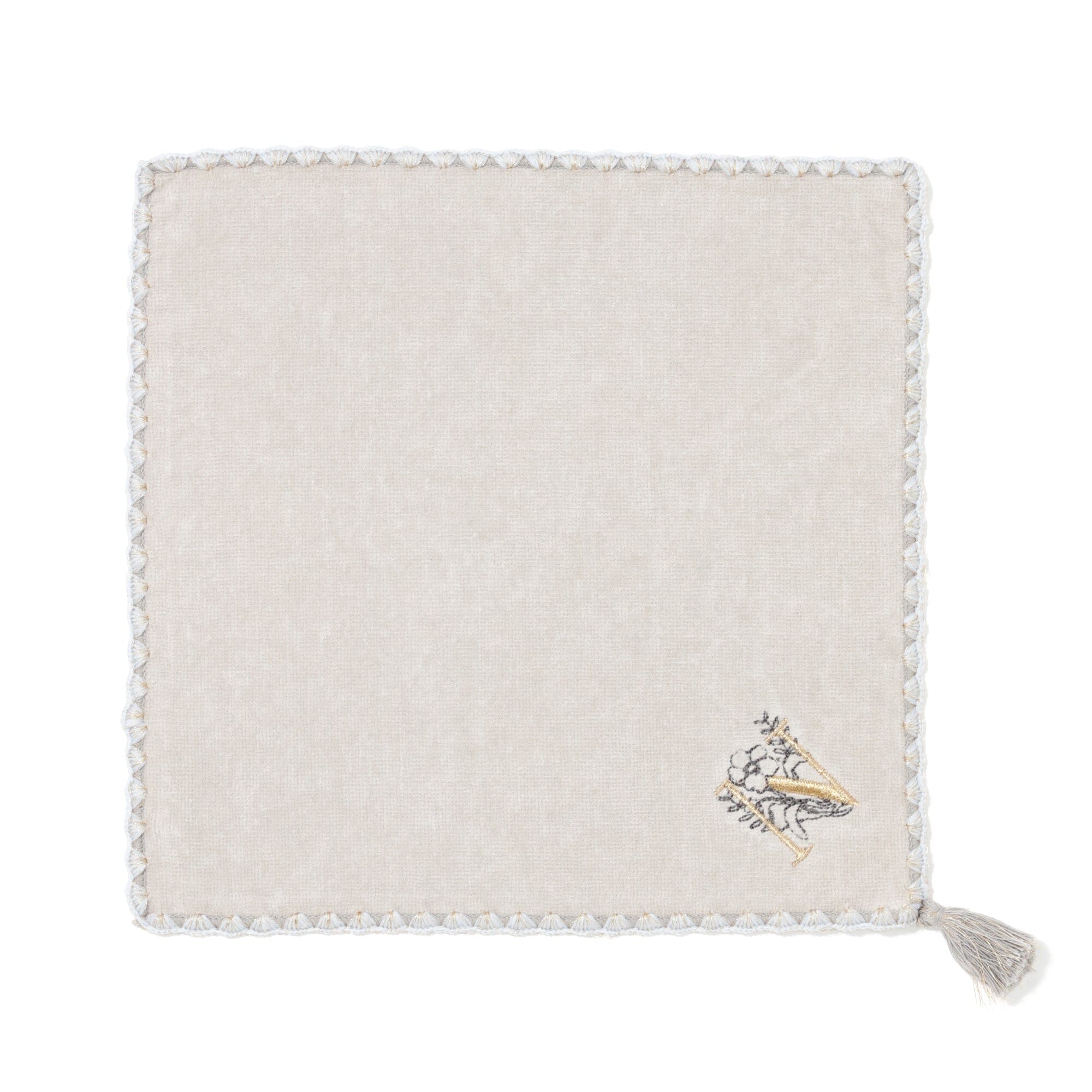 Initial Handkerchief Towel Flower N Light Gray - Soft Cotton Handkerchief for Everyday Use, Gifts, Weddings & Special Occasions