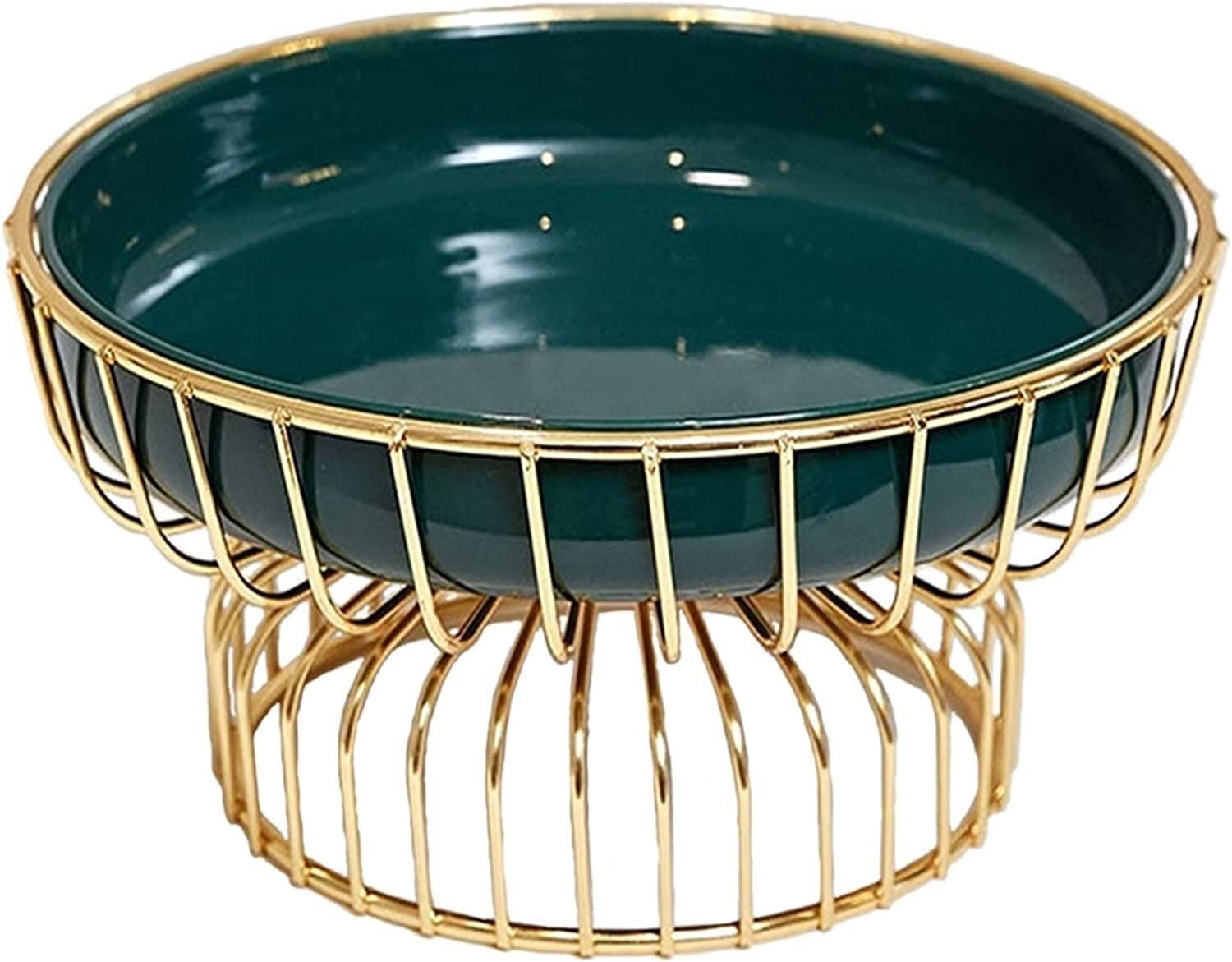 Double Layer Ceramic Fruit Bowl with Metal Base - Elegant Snack Tray for Candy, Nuts & Pastries | Perfect for Home Entertaining, Kitchen Decor & Daily Use | Durable Cake Stand & Serving Dish for Parties